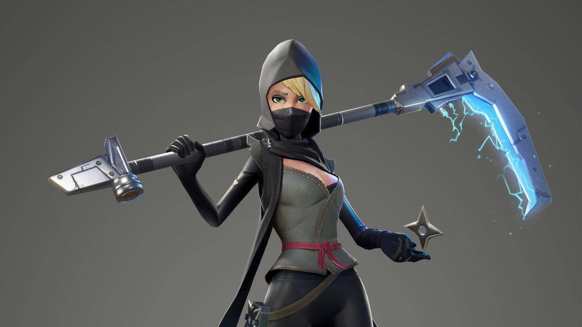 Fortnite Girl, female ninja, blonde hair, Full HD Desktop Wallpaper