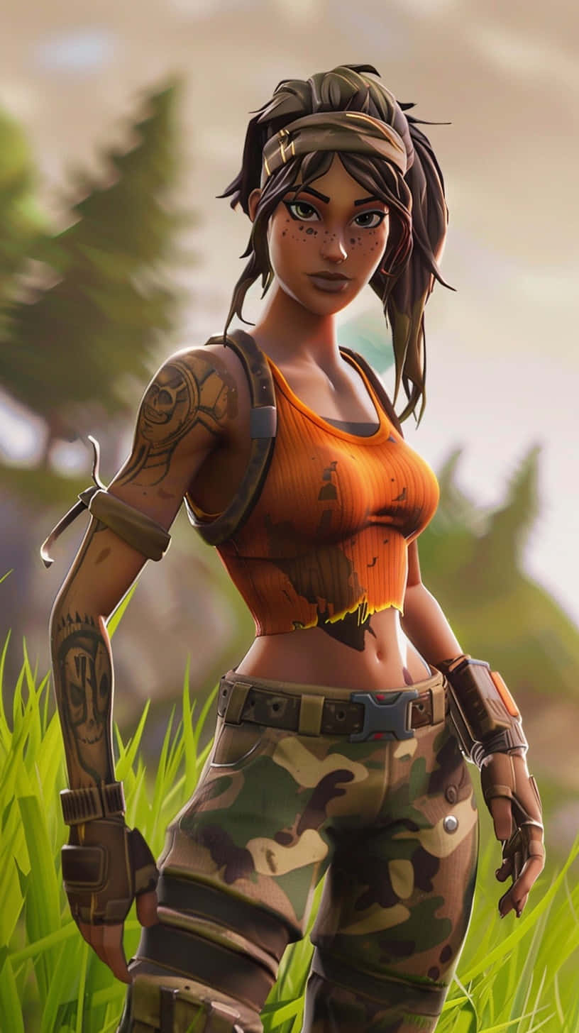 Fortnite, female character, tattoos, HD Phone Wallpaper