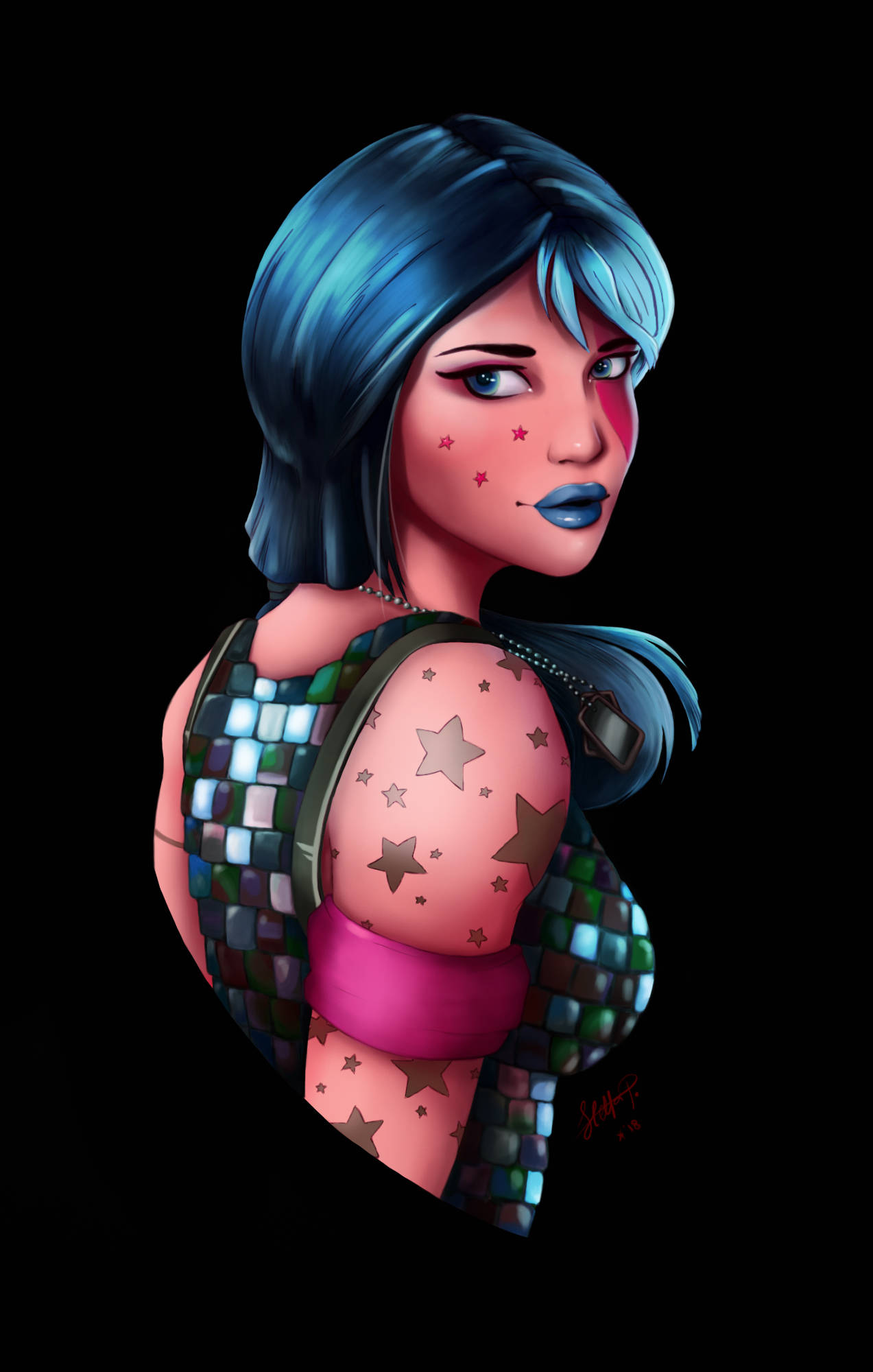 Fortnite, anime girl, blue hair, Full HD Phone Wallpaper