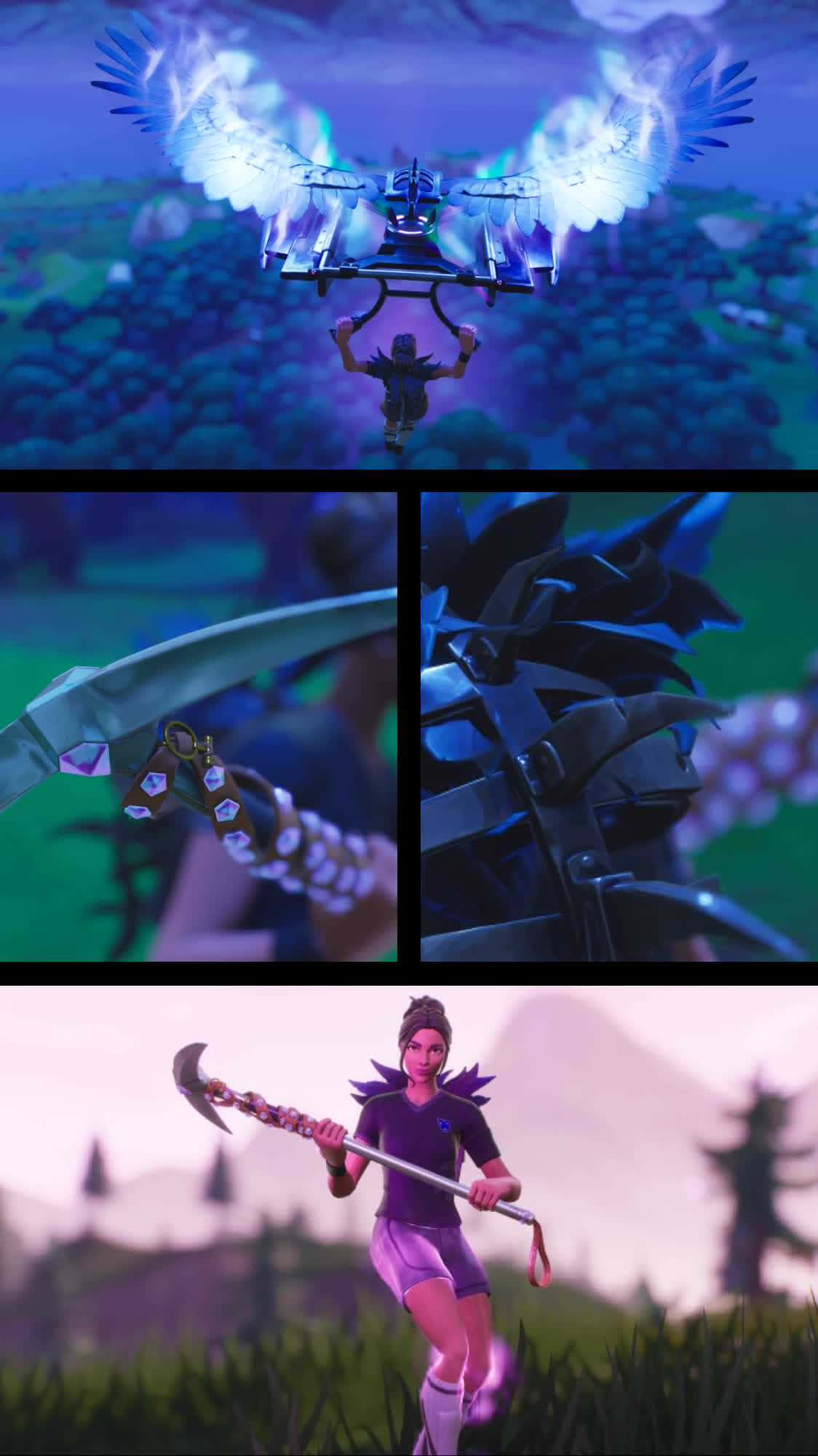 Fortnite, glowing wings, glowing axe, Full HD Phone Wallpaper
