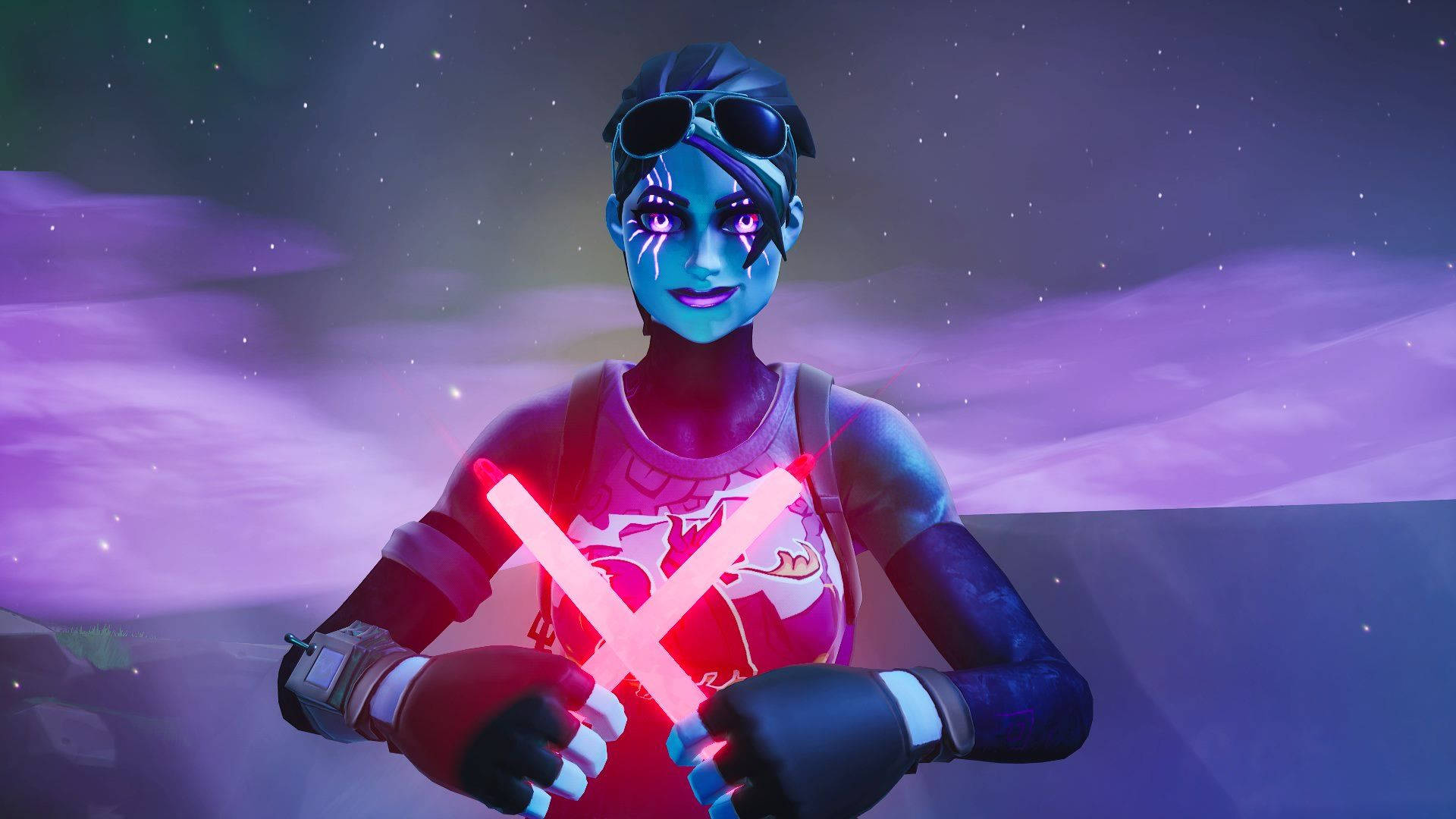 Fortnite, dark bomber, glowing blue skin, Full HD Desktop Wallpaper