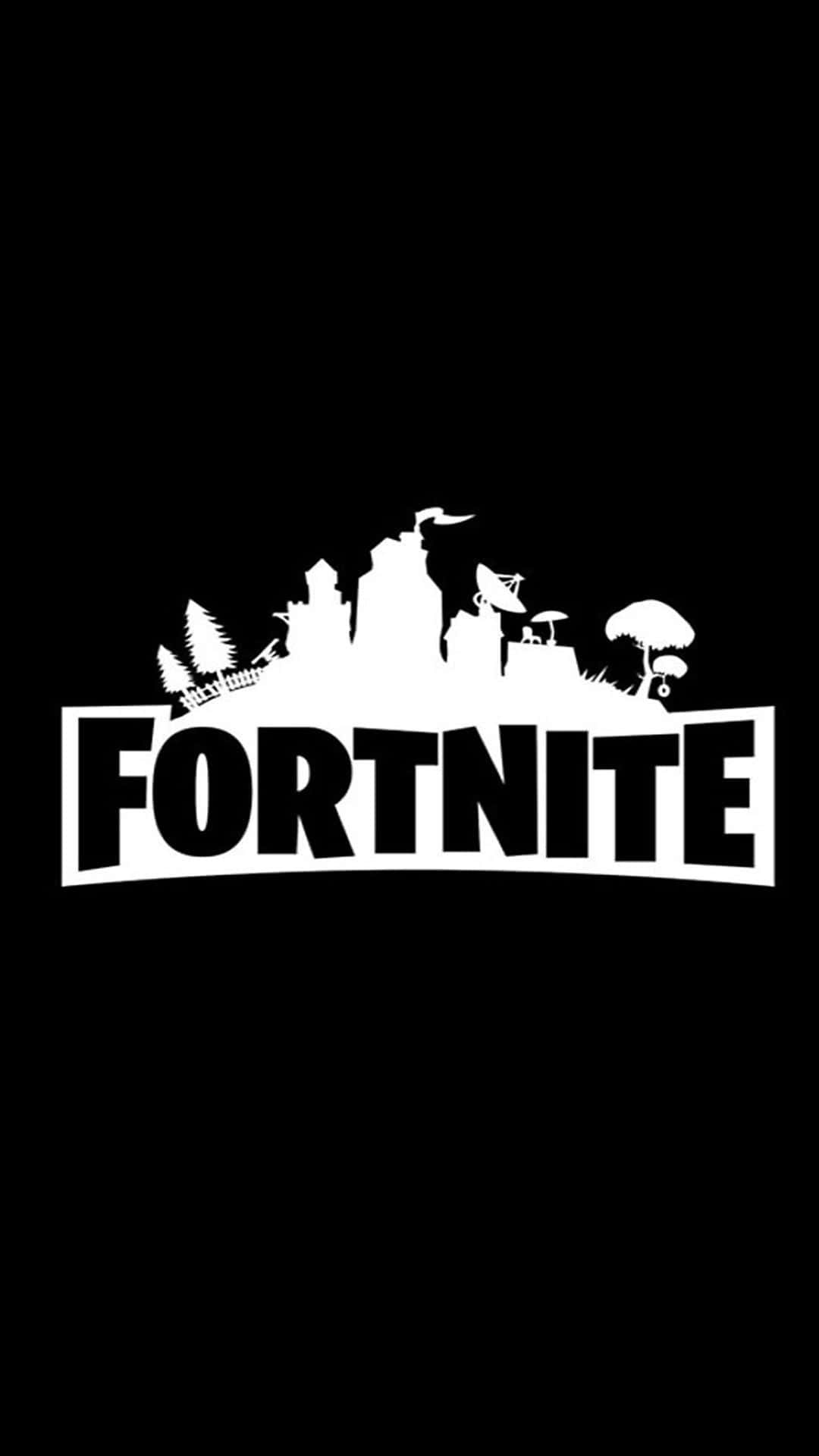 Fortnite, white Fortnite logo, iconic game silhouettes, Full HD Phone Wallpaper