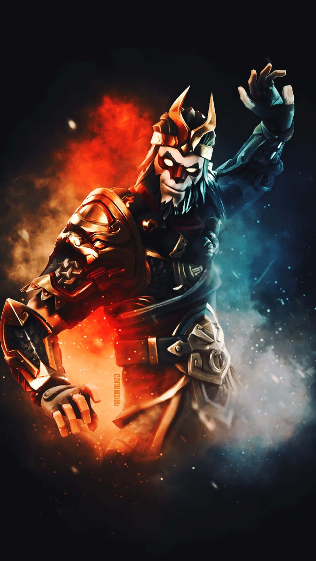 Fortnite Phone, masked warrior, ornate armor, Full HD Phone Wallpaper