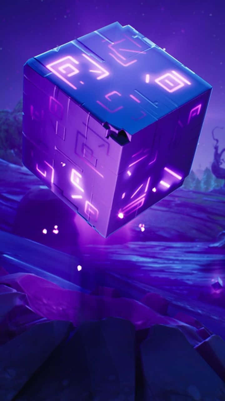 Fortnite Phone, glowing purple cube, neon circuit patterns, HD Phone Wallpaper
