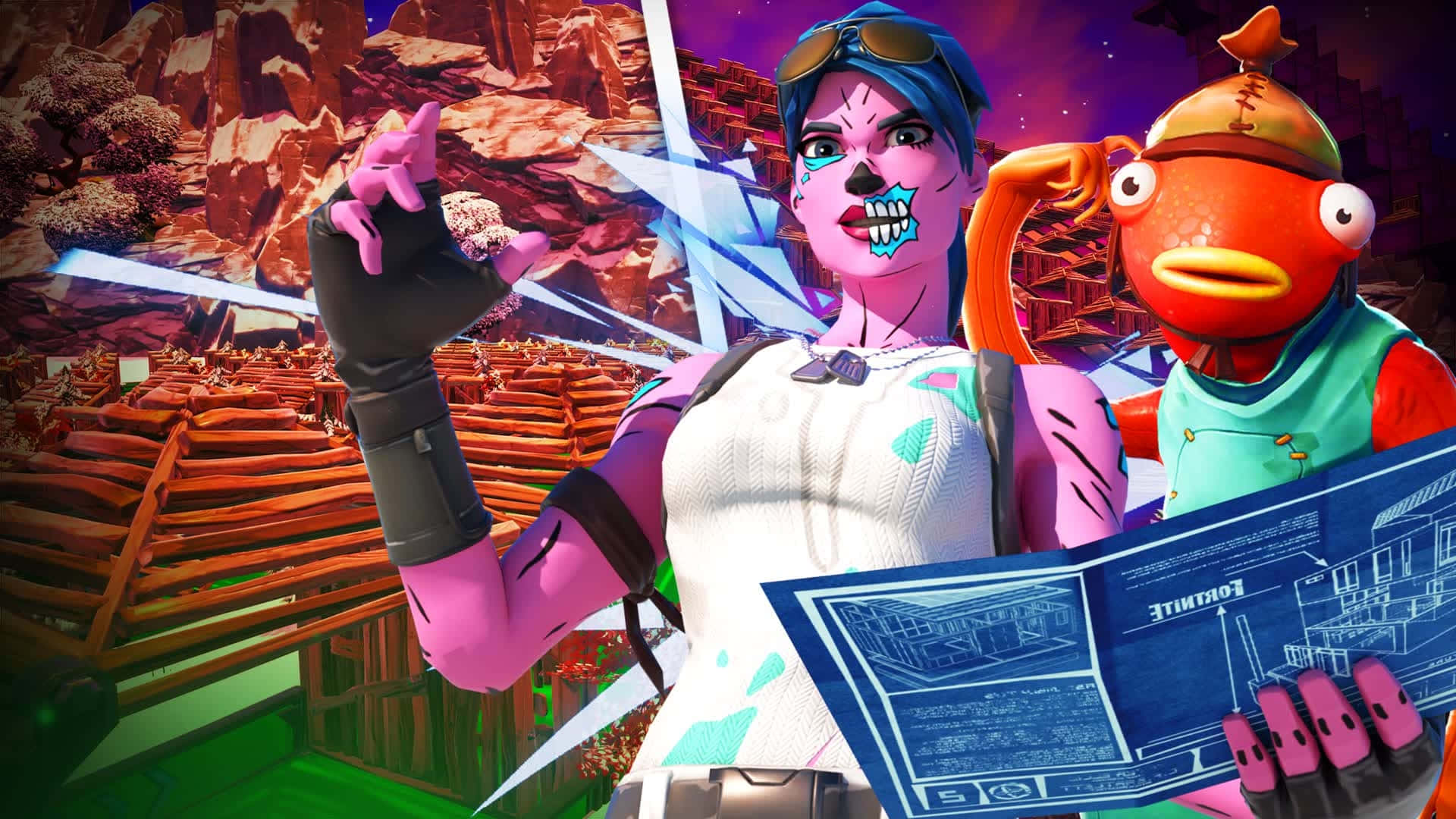 Fortnite Pink Ghoul Trooper, fish-headed companion, pink skin, Full HD Desktop Wallpaper
