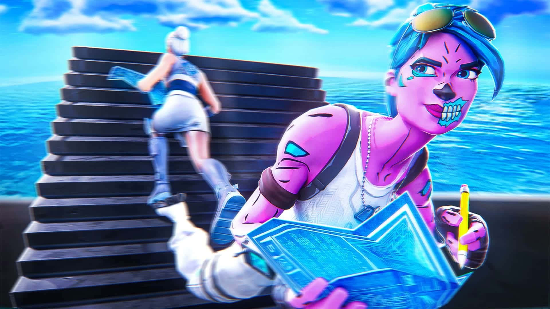 Fortnite Pink Ghoul Trooper, blueprint, pink, Full HD Desktop Wallpaper
