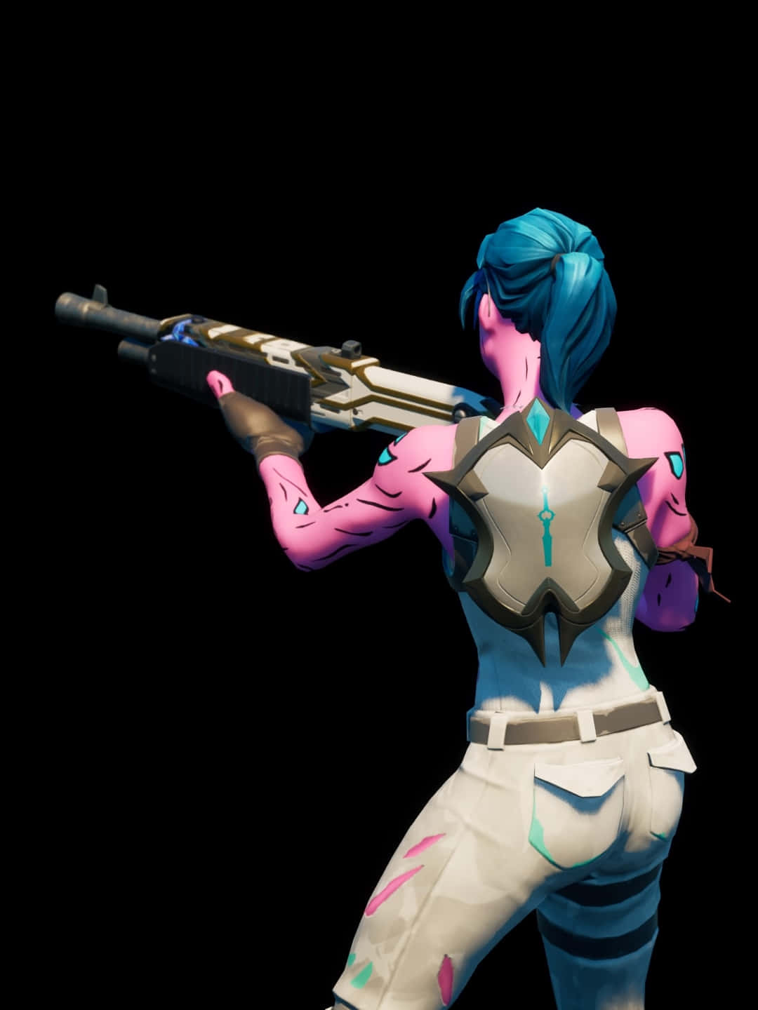 Fortnite Pink Ghoul Trooper, rifle, blue hair, HD Phone Wallpaper