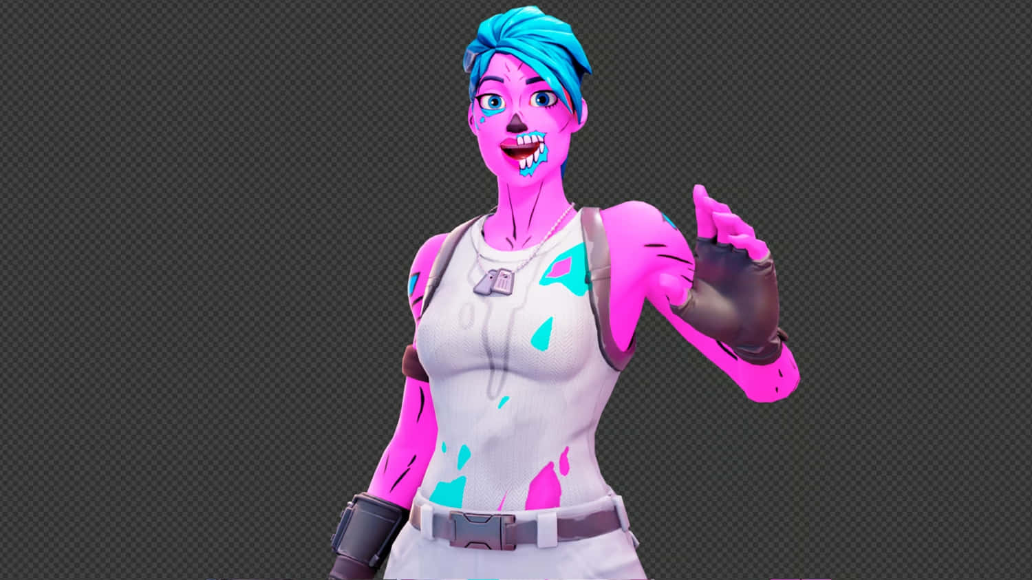 Fortnite Pink Ghoul Trooper, pink, cyan, HD Desktop Wallpaper