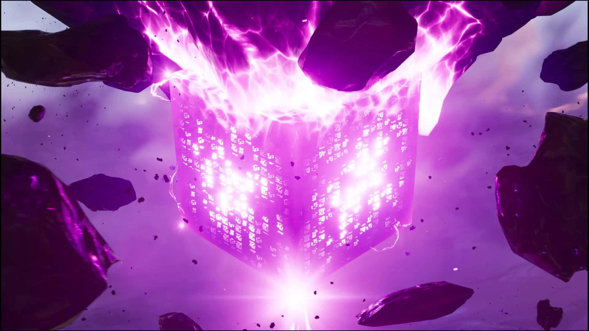 Fortnite, purple, glowing purple cube, Full HD Desktop Wallpaper