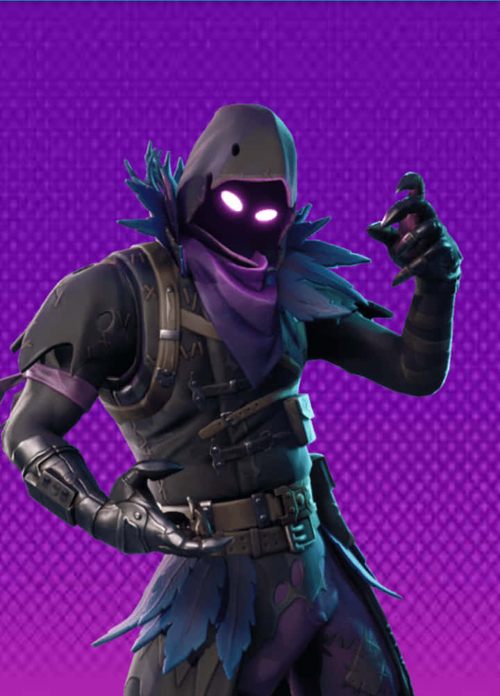 Fortnite Purple, glowing purple eyes, feathered armor, SD Phone Wallpaper
