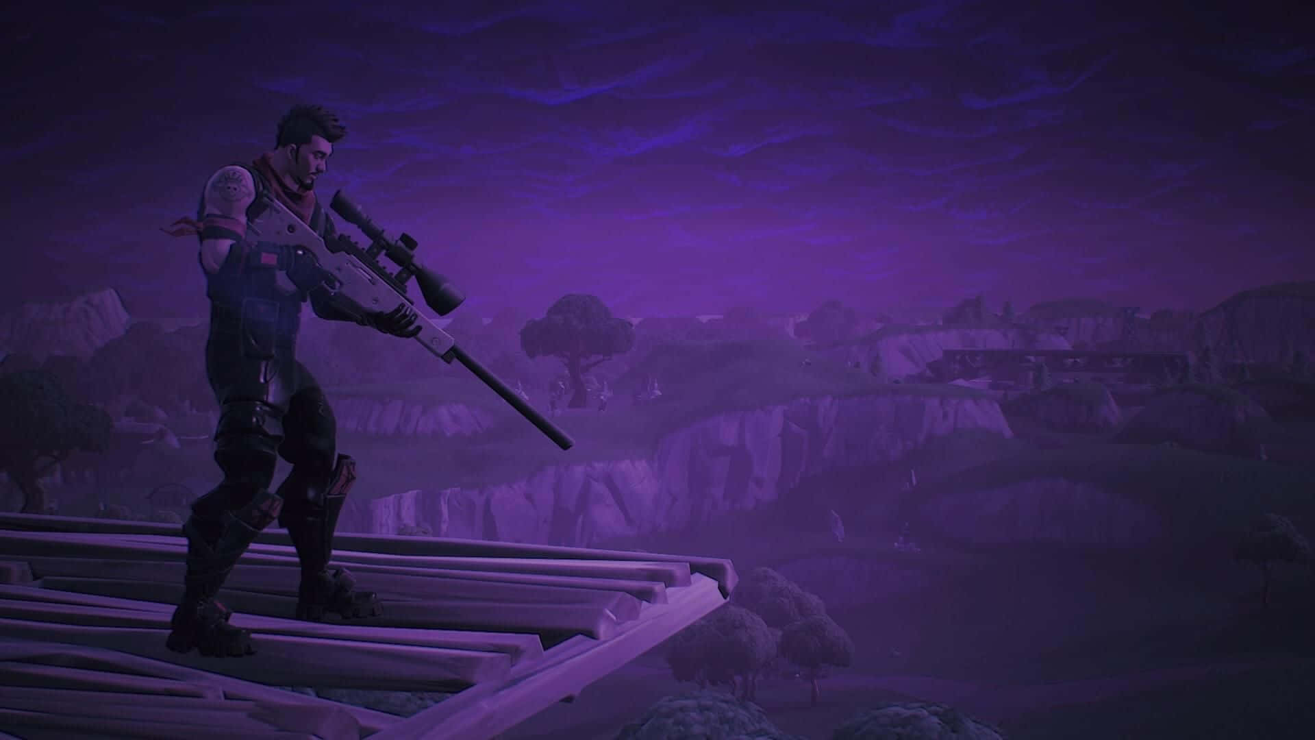 Fortnite, purple, rooftop, Full HD Desktop Wallpaper