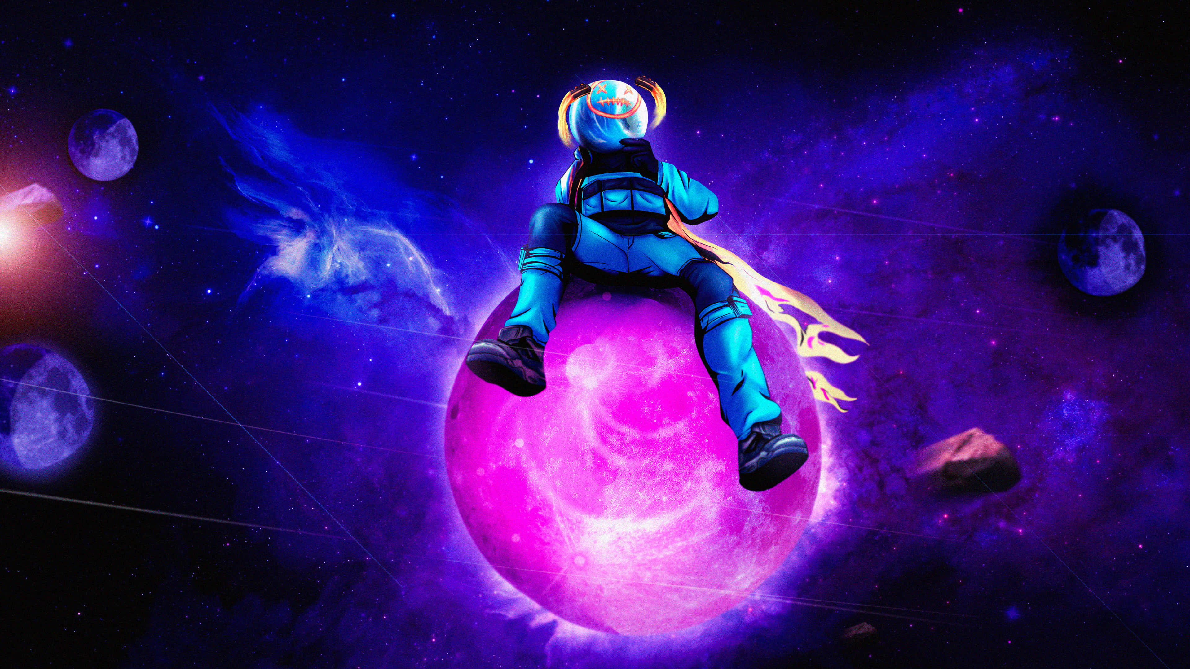 Fortnite Purple, anime astronaut, twin tails, 4K Desktop Wallpaper