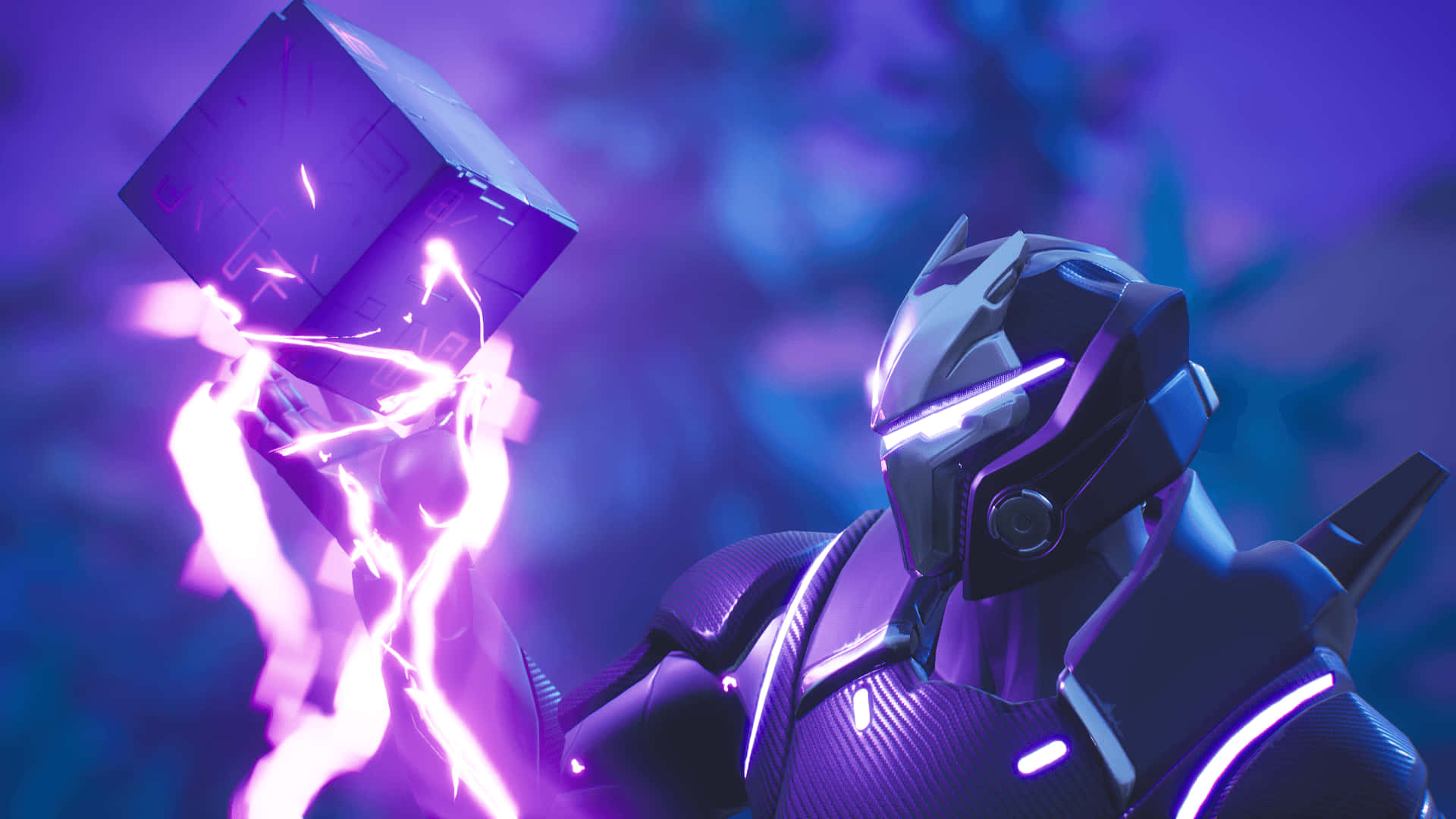 fortnite, purple man, purple box, Full HD Desktop Wallpaper