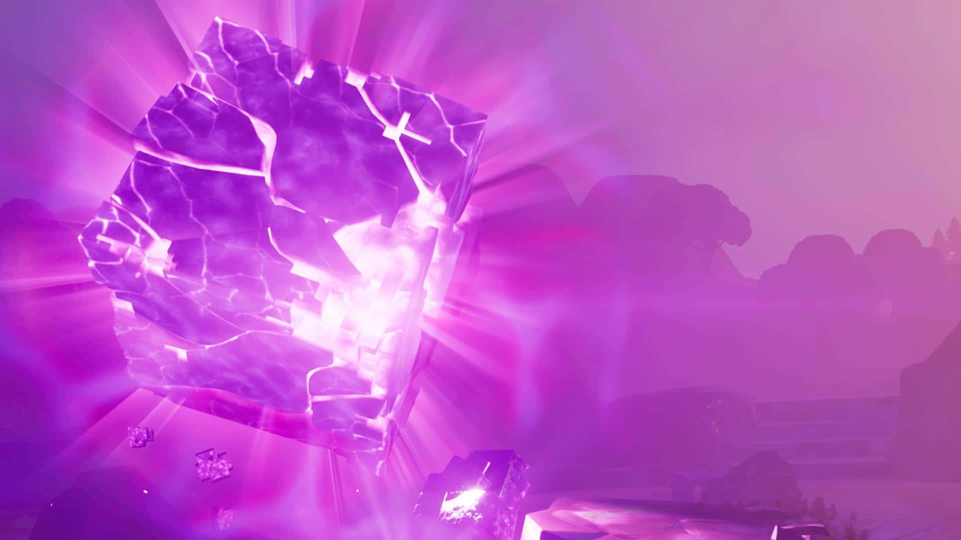 Fortnite Purple, glider, fractured purple cube, Full HD Desktop Wallpaper