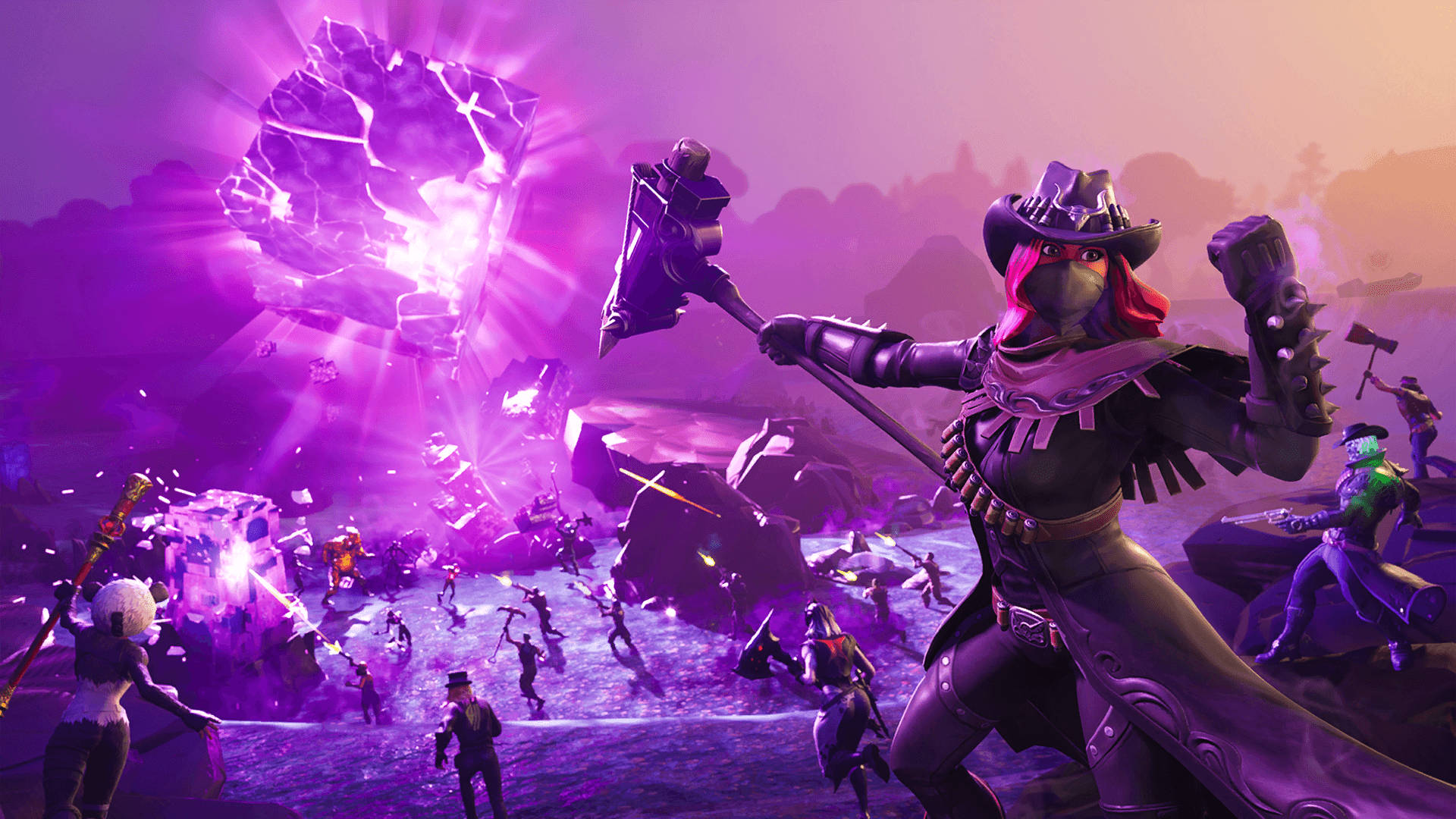 Fortnite, Season 6, glowing purple hammer, Full HD Desktop Wallpaper