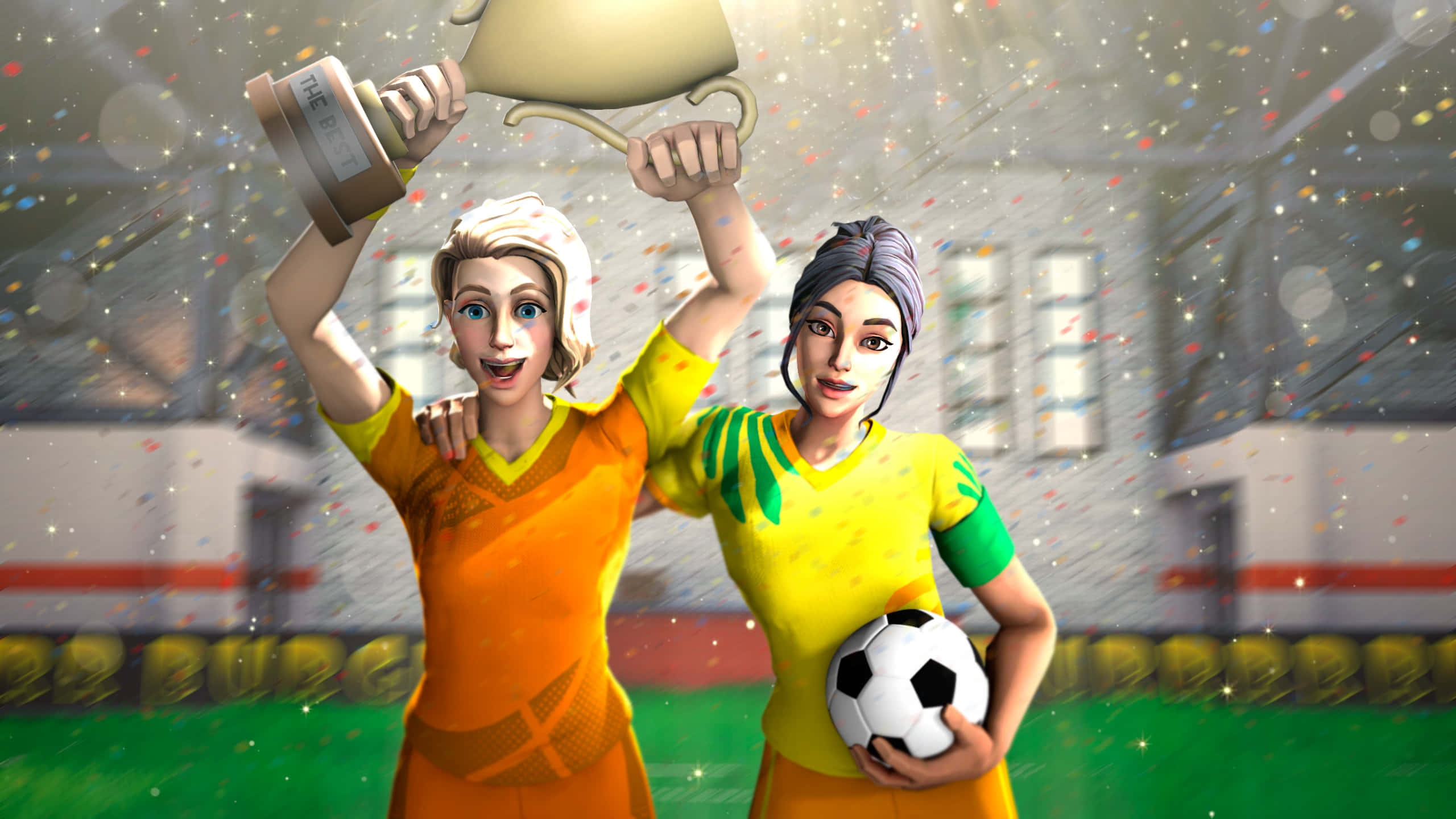 Sweaty Soccer Skin Trophy, female soccer players, trophy, 2K Desktop Wallpaper