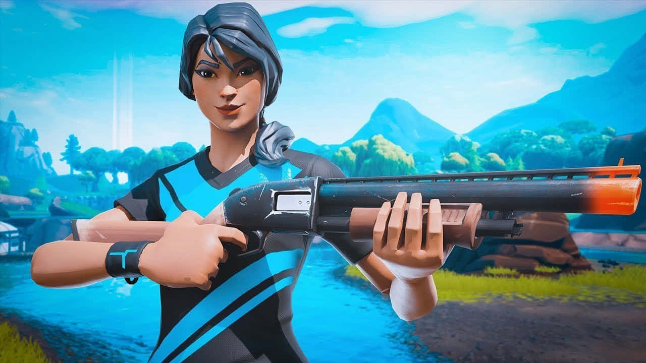 Fortnite, Sweaty Soccer Skin, blue and black gear, HD Desktop Wallpaper