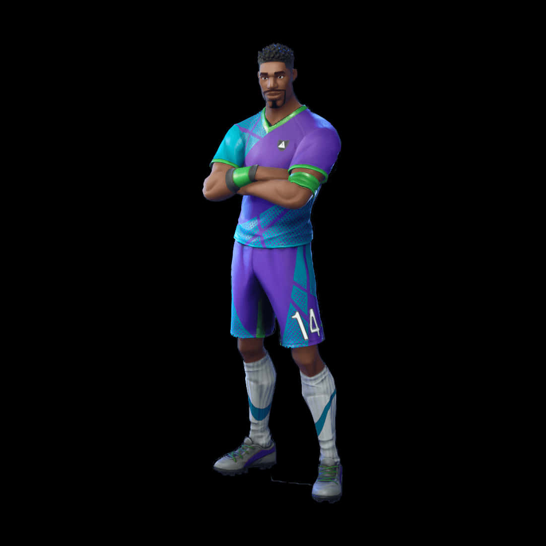 Fortnite Soccer Skin, vibrant purple, teal uniform, SD Desktop Wallpaper