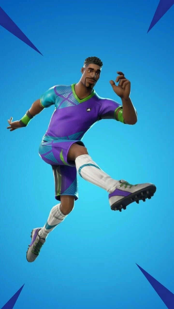 Fortnite Soccer Skin, purple and teal uniform, leaps midair, HD Phone Wallpaper