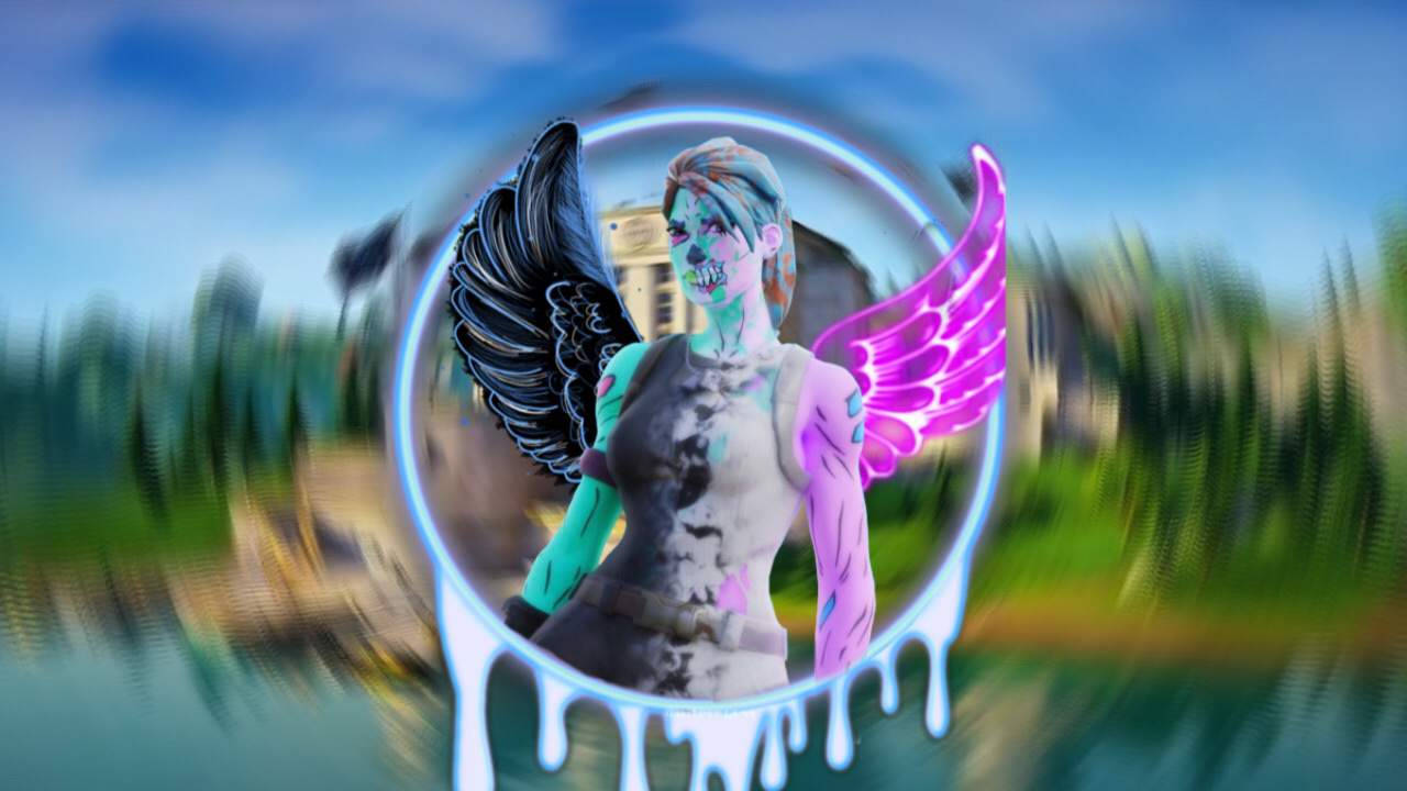 Fortnite Thumbnail, cyberpunk angel, black and pink wings, HD Desktop Wallpaper