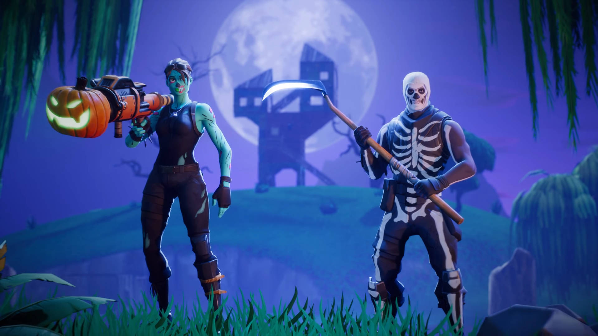 Fortnite, Halloween, pumpkin-wielding zombie, Full HD Desktop Wallpaper