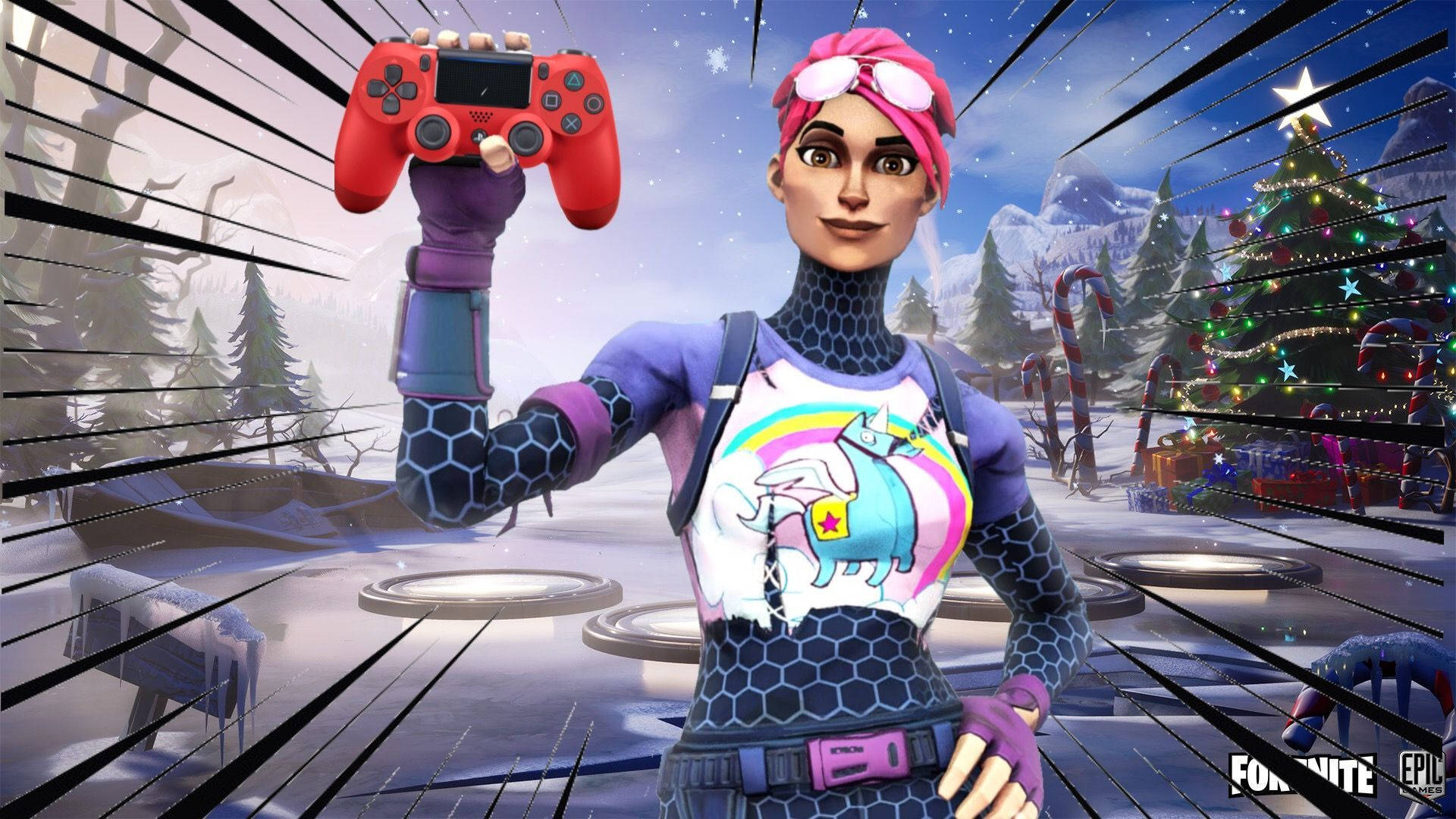 Fortnite, Christmas, snowy winter scene, Full HD Desktop Wallpaper