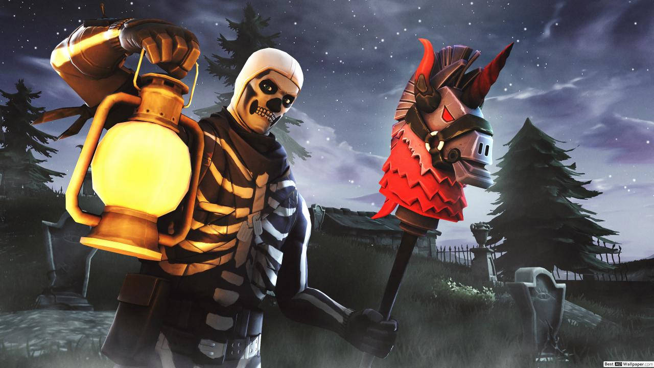 Fortnite, skeleton warrior, glowing lantern, HD Desktop Wallpaper