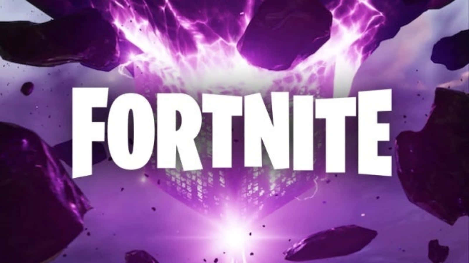 Fortnite, purple electric strikes, cosmic purple background, HD Desktop Wallpaper
