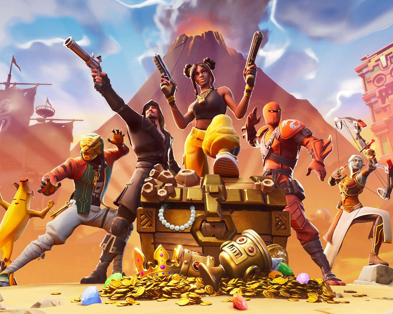Fortnite, Xbox, treasure chest, HD Desktop Wallpaper