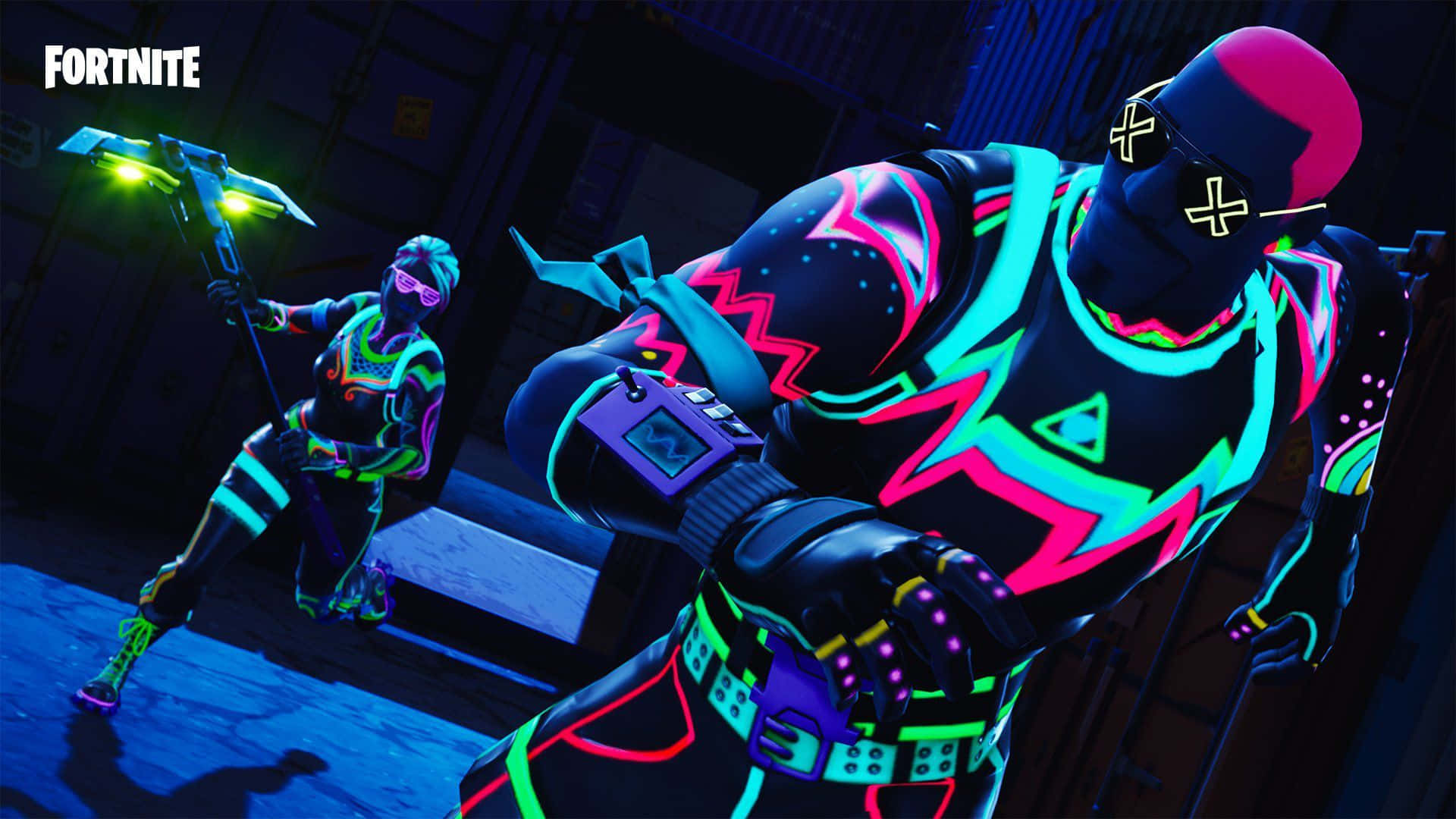 Fortnite, Xbox, neon glowing outfits, Full HD Desktop Wallpaper