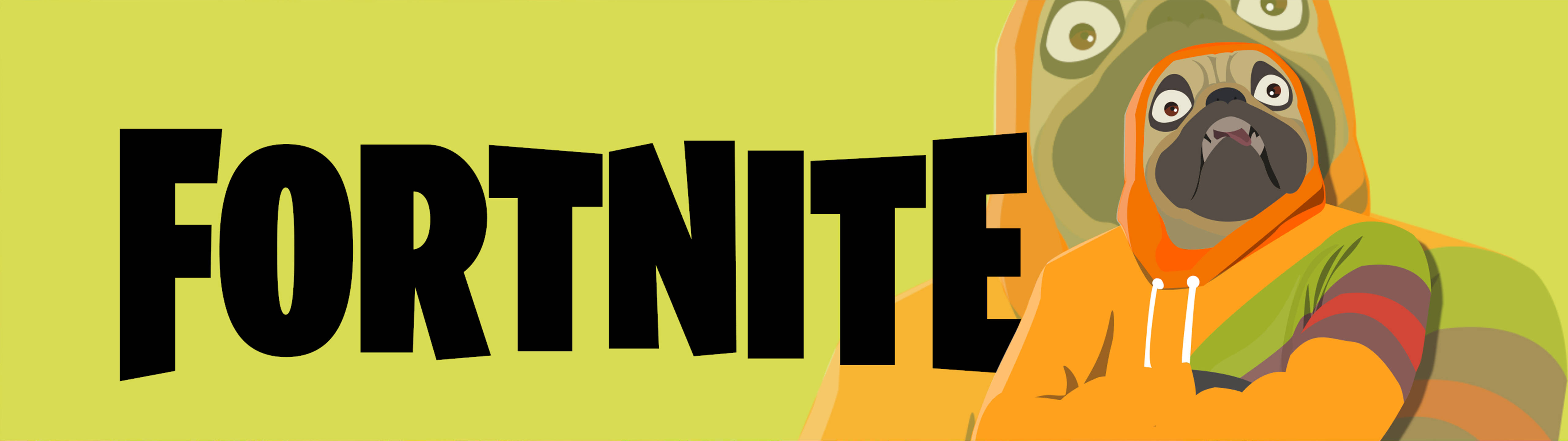 Fortnite, orange hoodie, cartoon pug, 5K Desktop Wallpaper