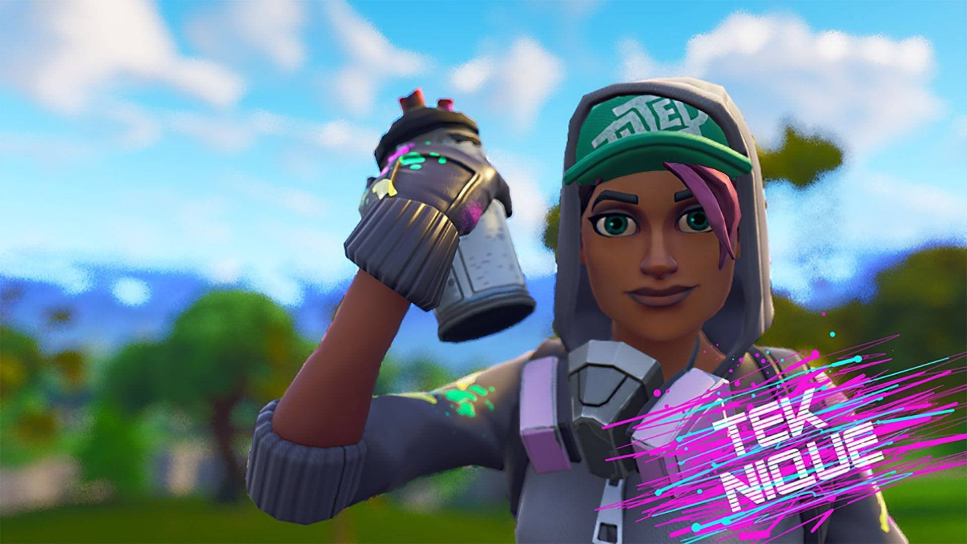 Fortnite, purple hair, hoodie, Full HD Desktop Wallpaper