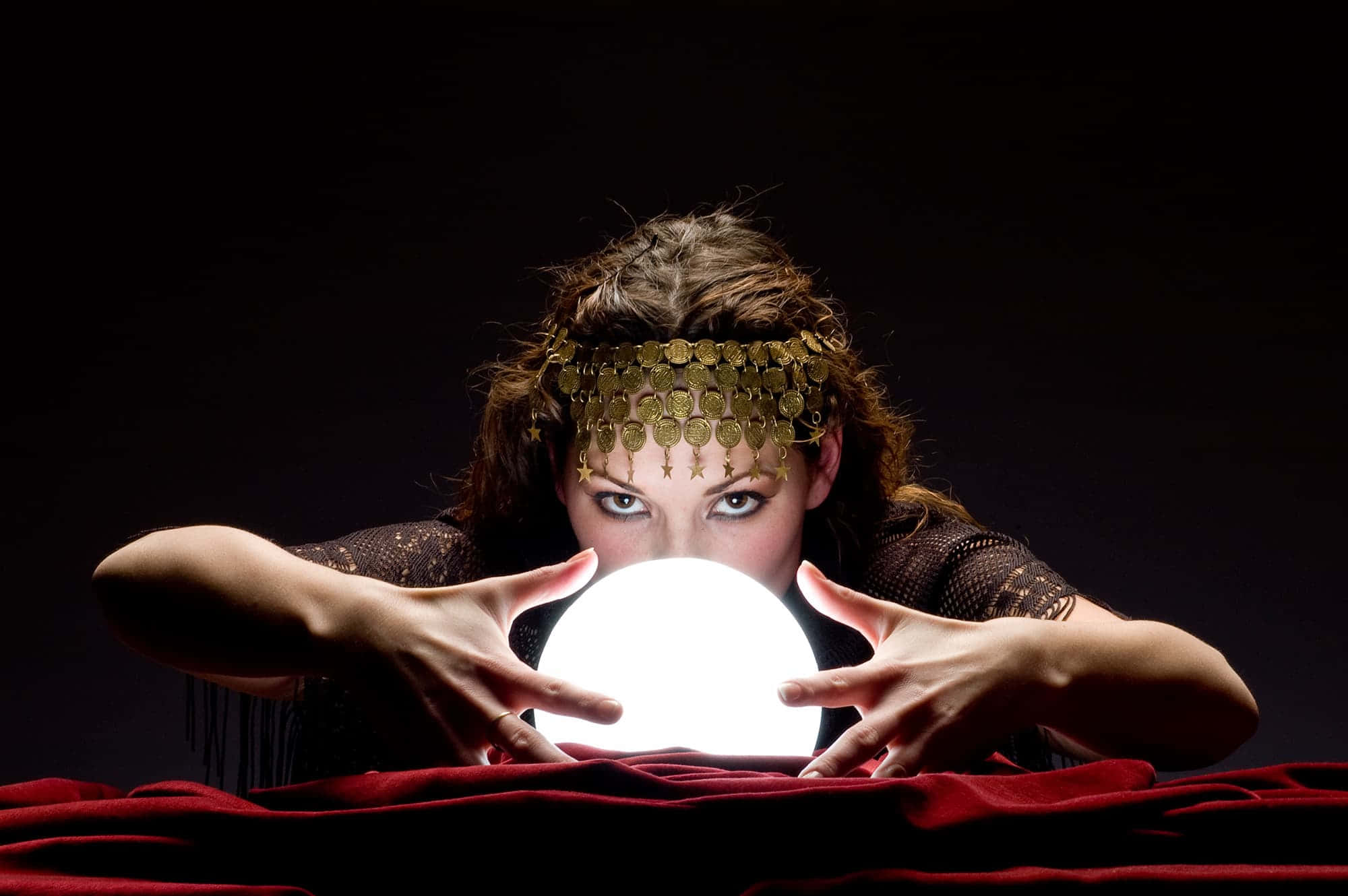 Fortune Teller 2000, coin headband, glowing crystal ball, Full HD Desktop Wallpaper