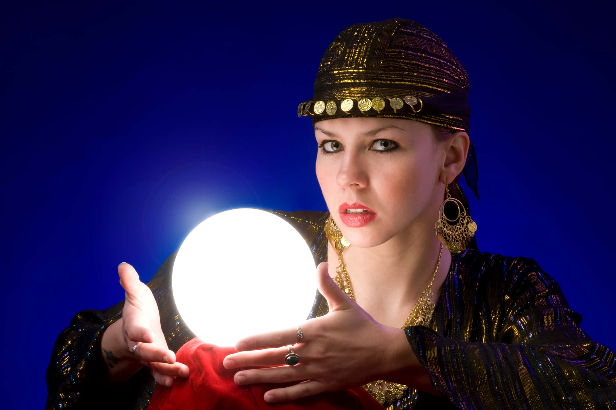 Fortune Teller, crystal ball, gold and black attire, Full HD Desktop Wallpaper