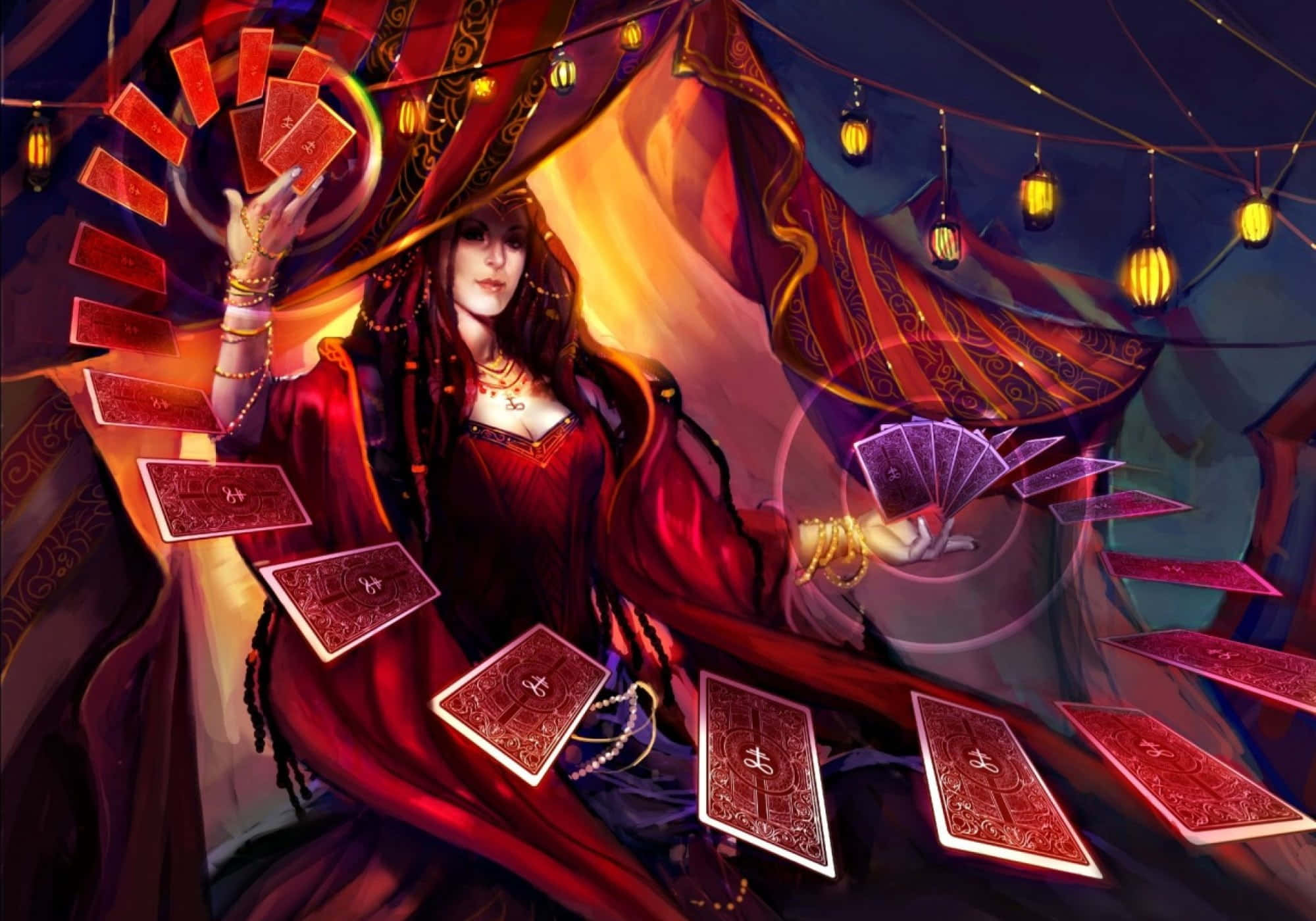 Fortune Teller 2000, crystal ball, red robes, Full HD Desktop Wallpaper