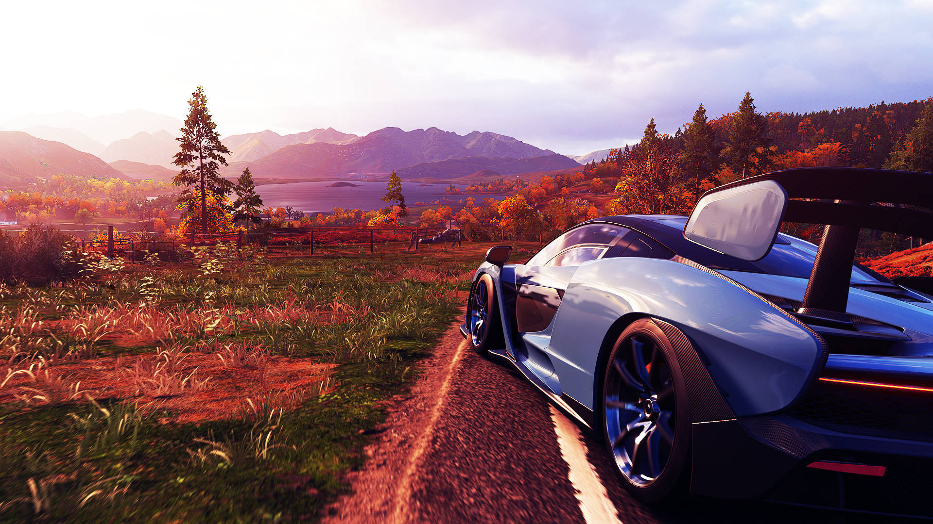 Forza 4, sleek blue sports car, dirt road, Full HD Desktop Wallpaper