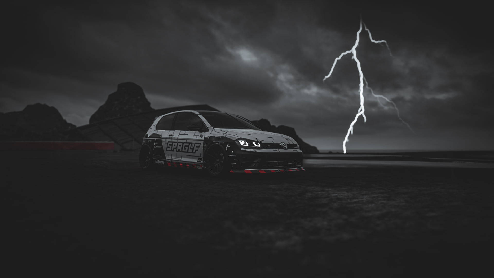 Forza 7, SPRGLF, white car, Full HD Desktop Wallpaper