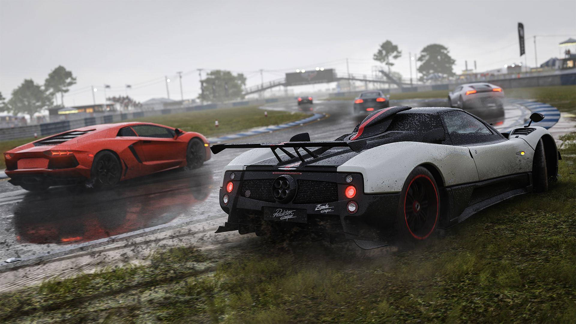Forza 7, sports cars, wet racetrack, Full HD Desktop Wallpaper