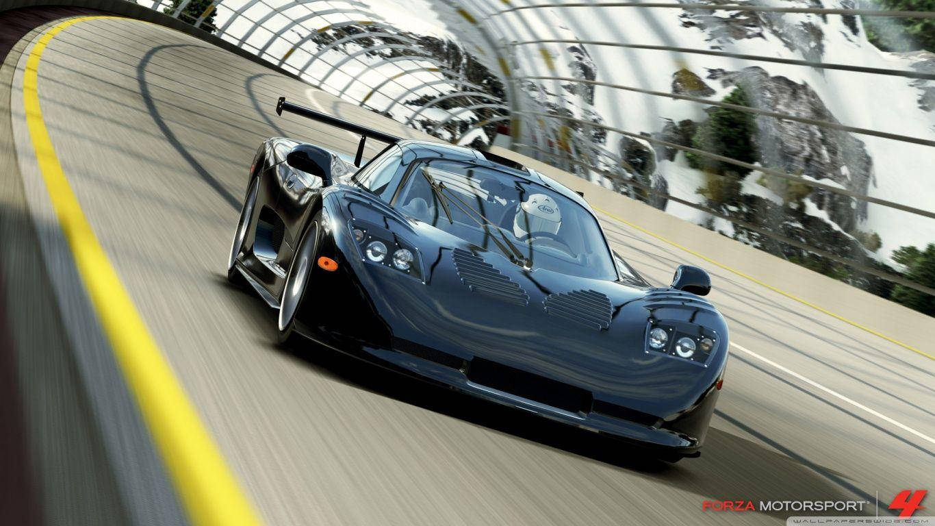 Forza 7, Motorsport Race, sleek black sports car, HD Desktop Wallpaper