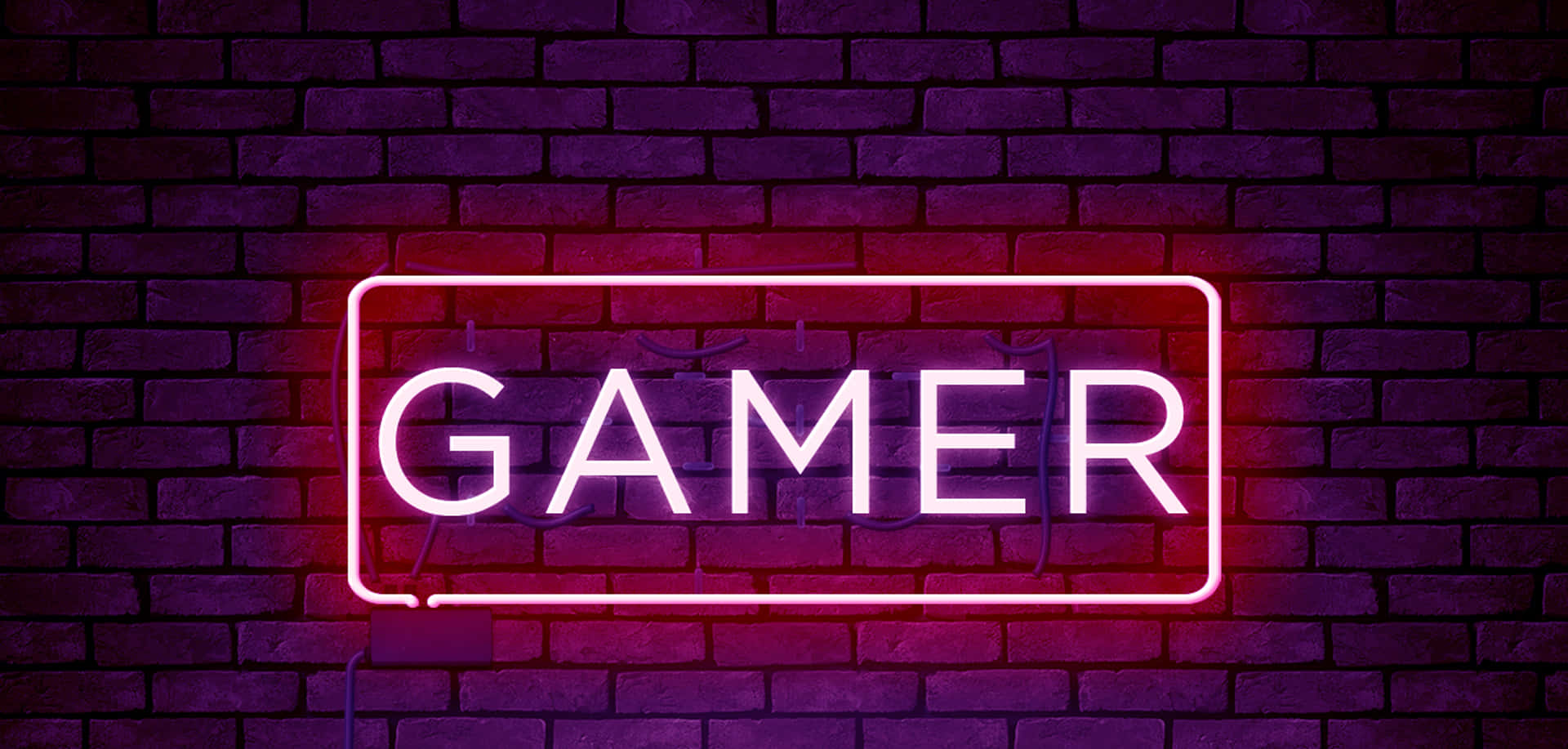 Neon Gaming, glowing pink neon sign, GAMER, Full HD Desktop Wallpaper