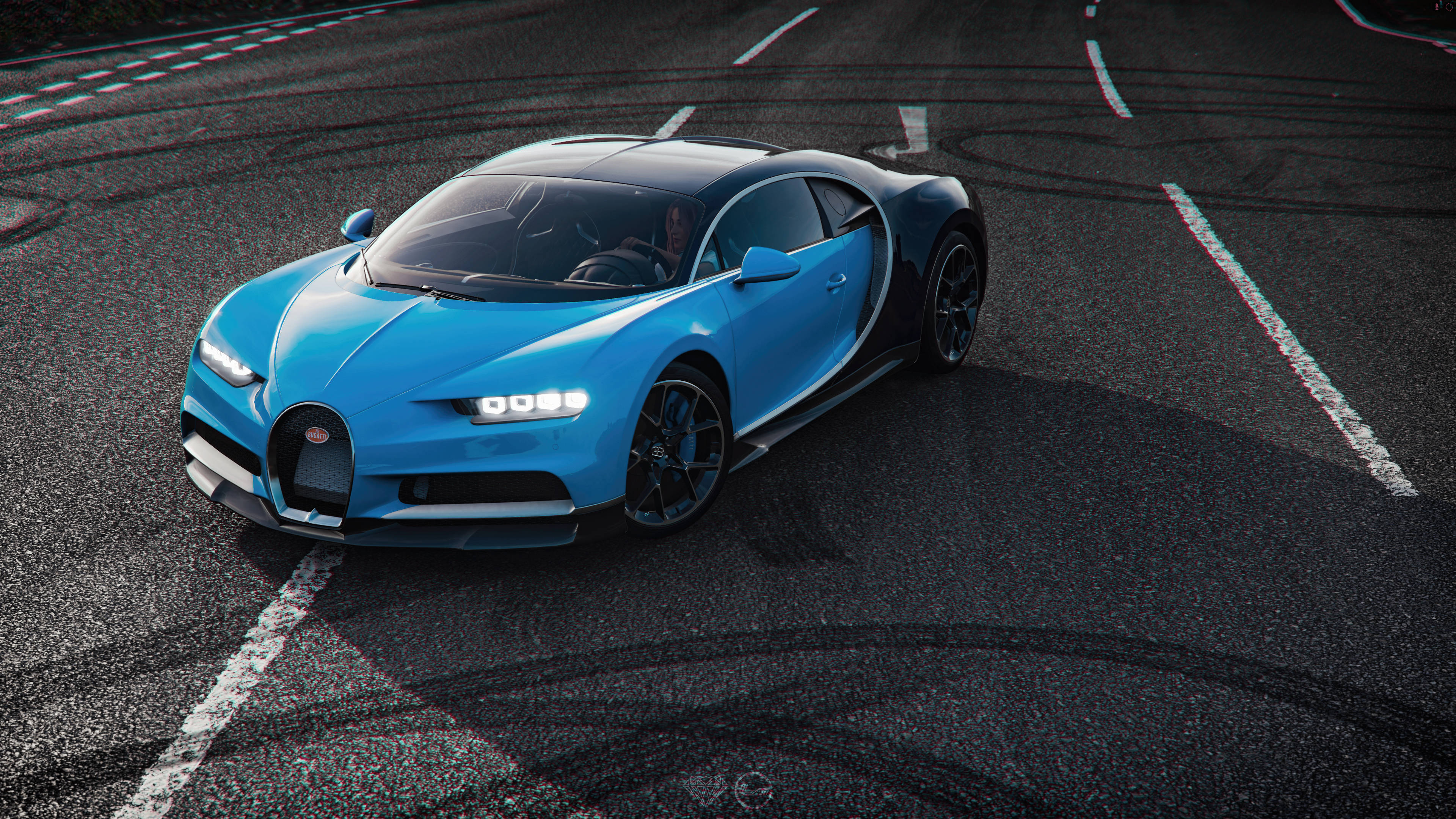Forza Horizon 4 4K, blue Bugatti Chiron, racetrack, 4K Desktop Wallpaper