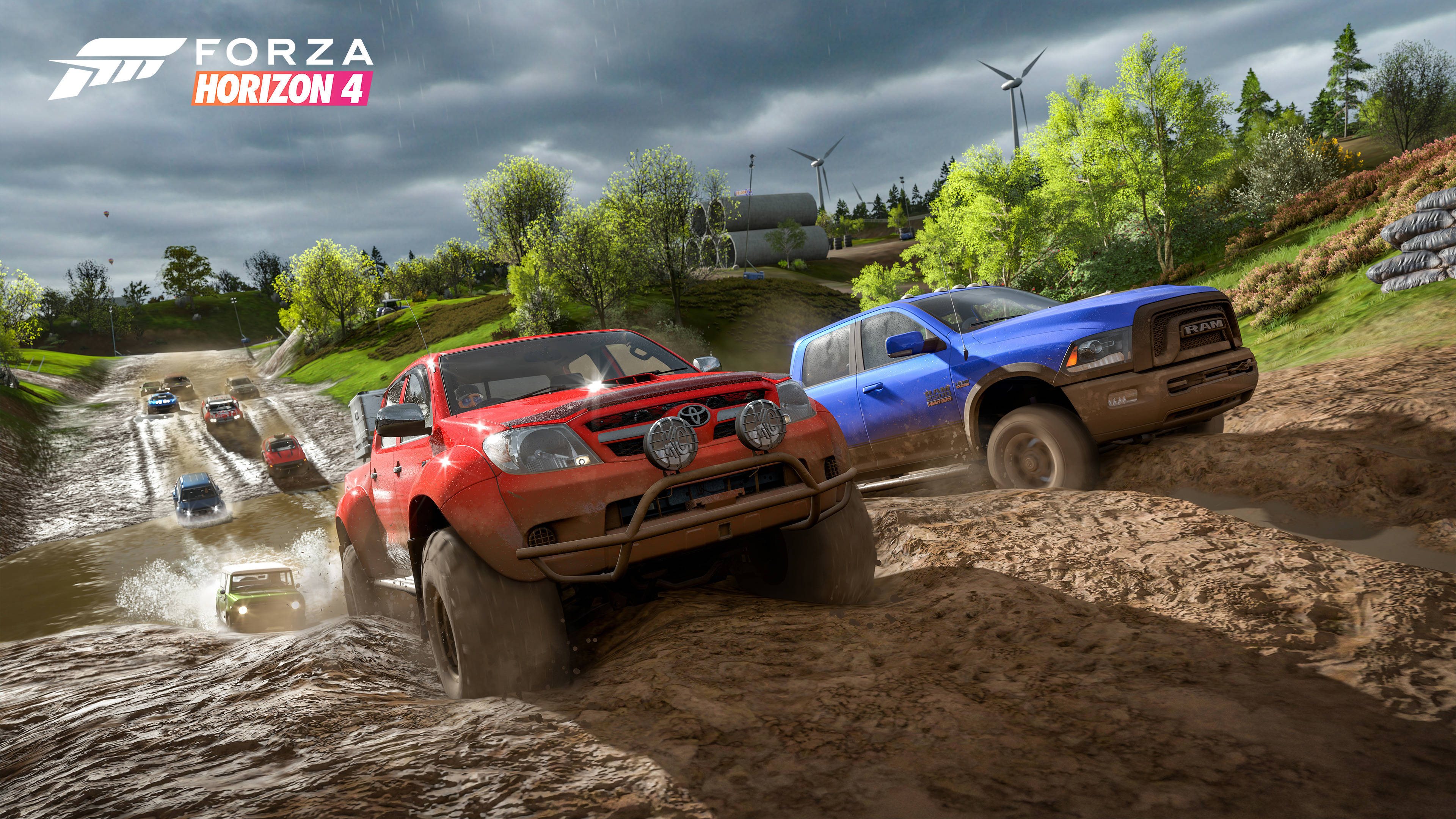 Forza Horizon 4, off-road trucks, muddy terrain, 4K Desktop Wallpaper