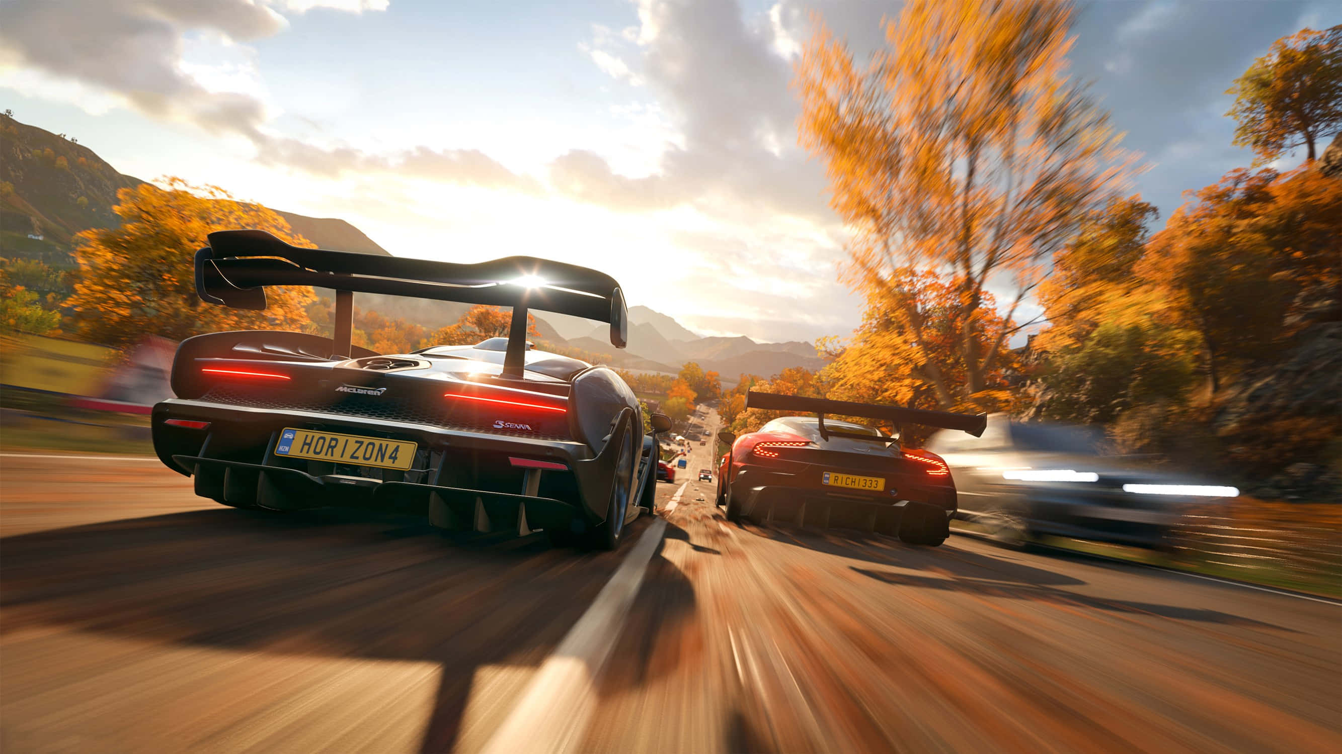 Forza Horizon 4 HD, sports cars, winding autumn road, 2K Desktop Wallpaper