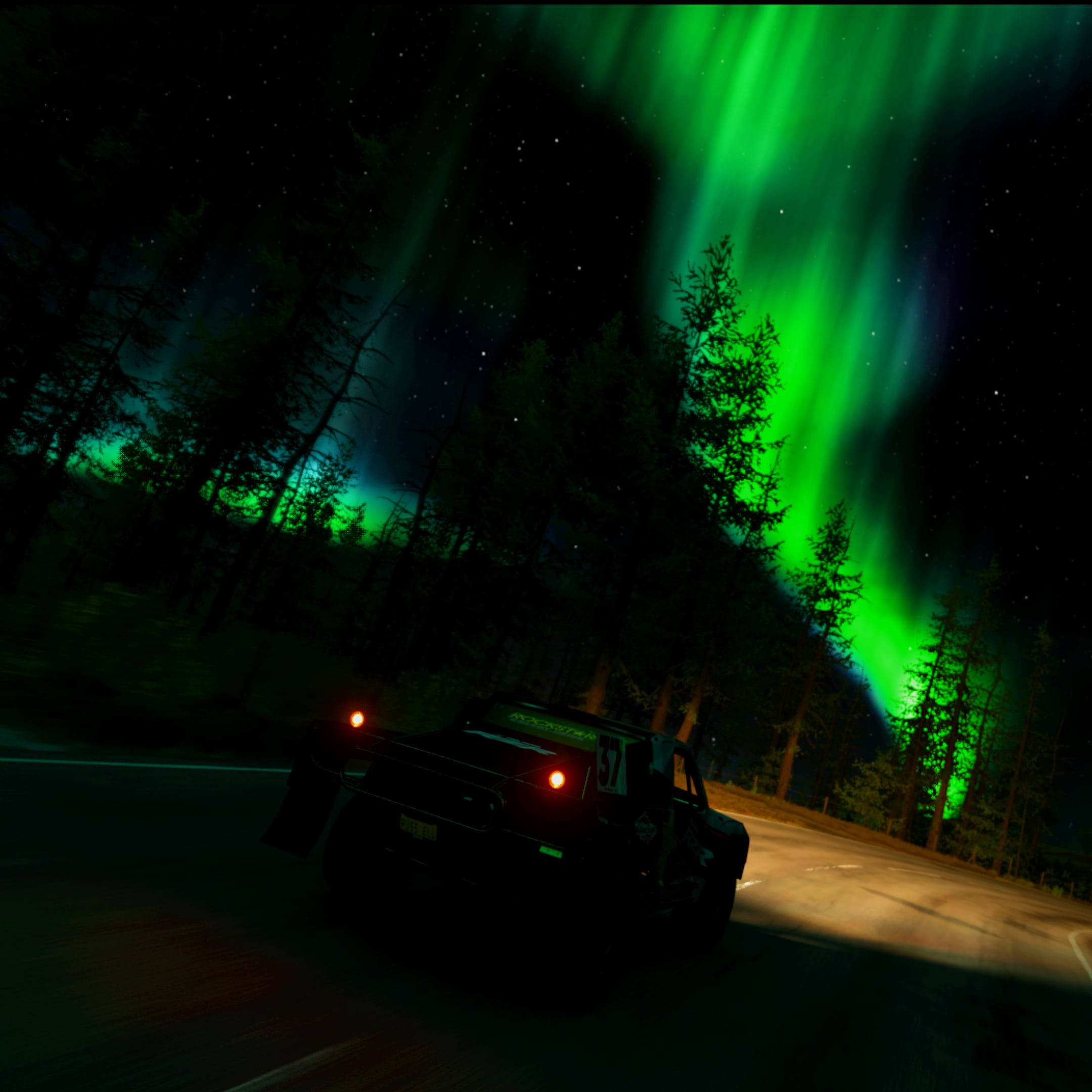 Forza Horizon 4, aurora borealis, forest road, Full HD Desktop Wallpaper