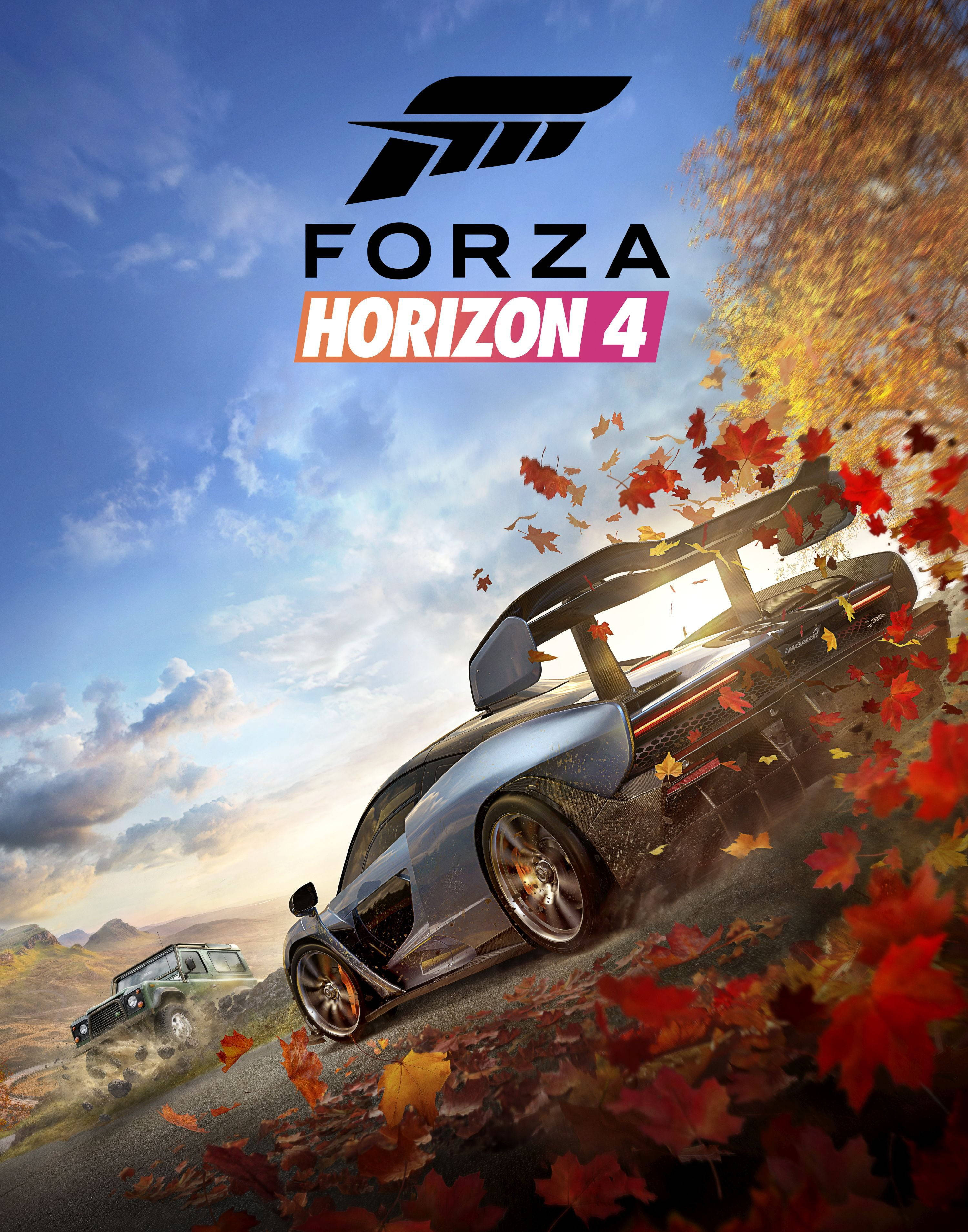 Forza Horizon 4, silver sports car, autumn forest, 2K Phone Wallpaper