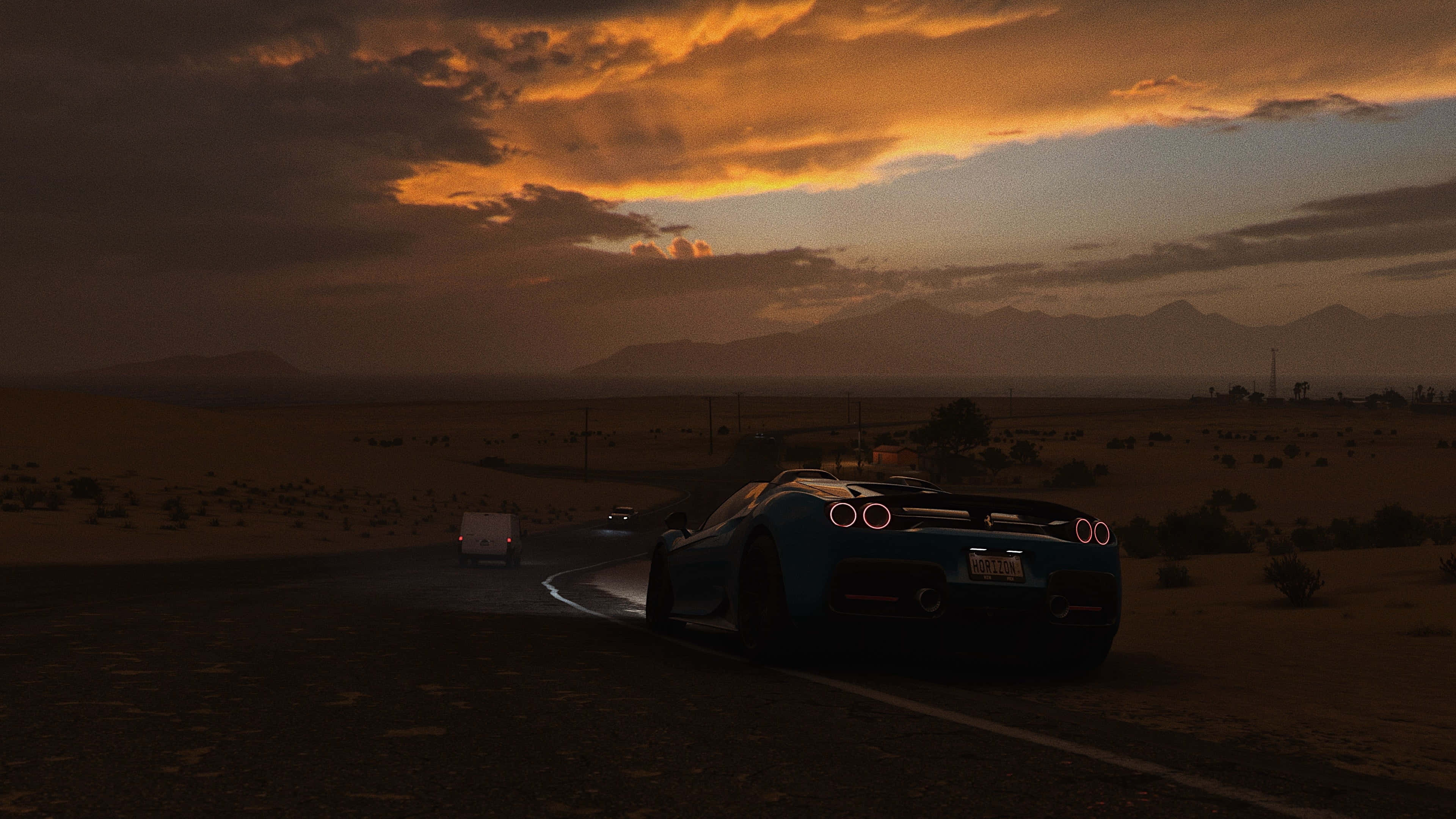 Forza Horizon 5 4K, desert road, sunset, 4K Desktop Wallpaper
