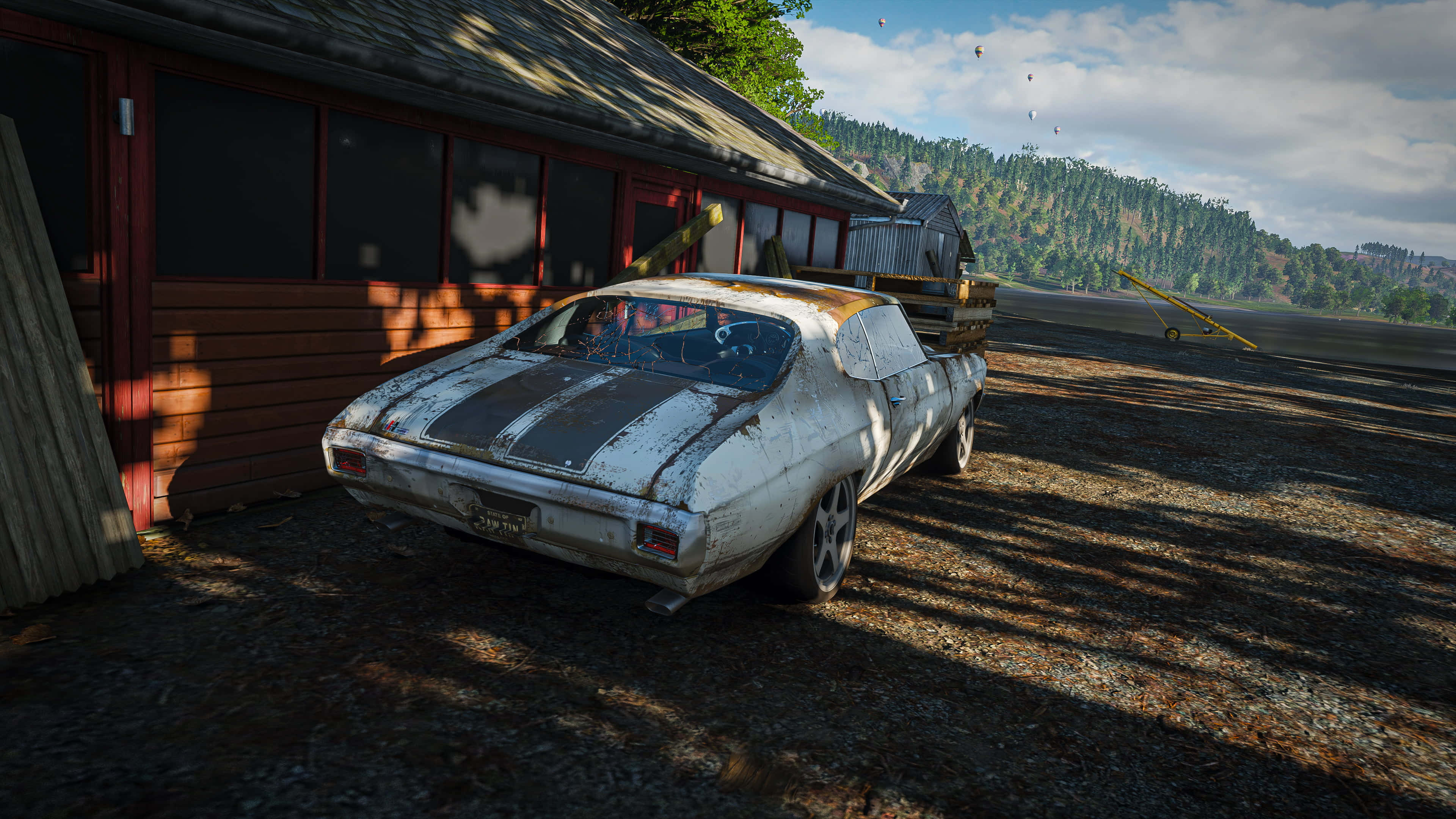 Forza Horizon 5 4K, rusted vintage muscle car, gravel, 4K Desktop Wallpaper