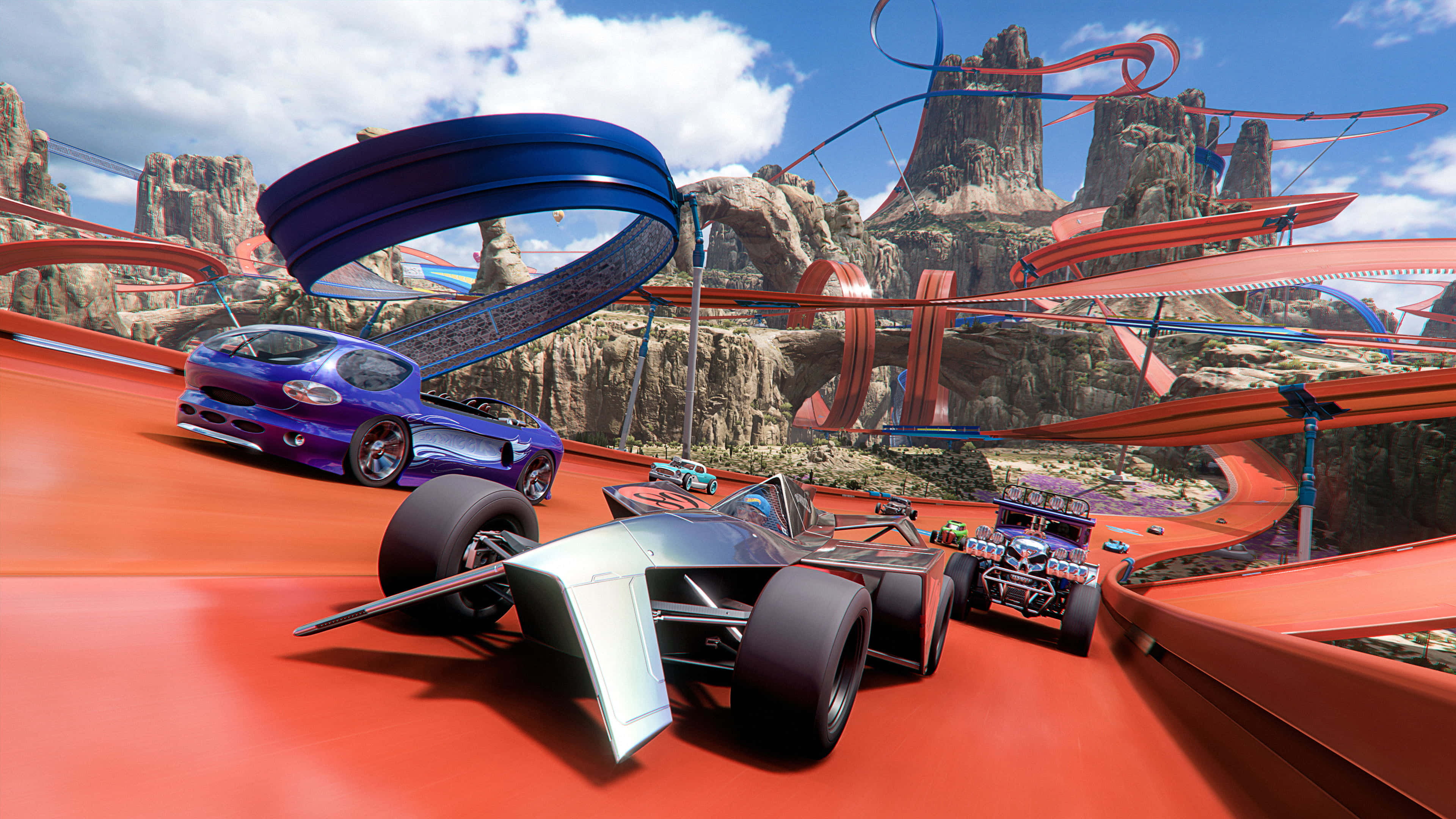 Forza Horizon 5, orange track, rocky canyon terrain, 4K Desktop Wallpaper