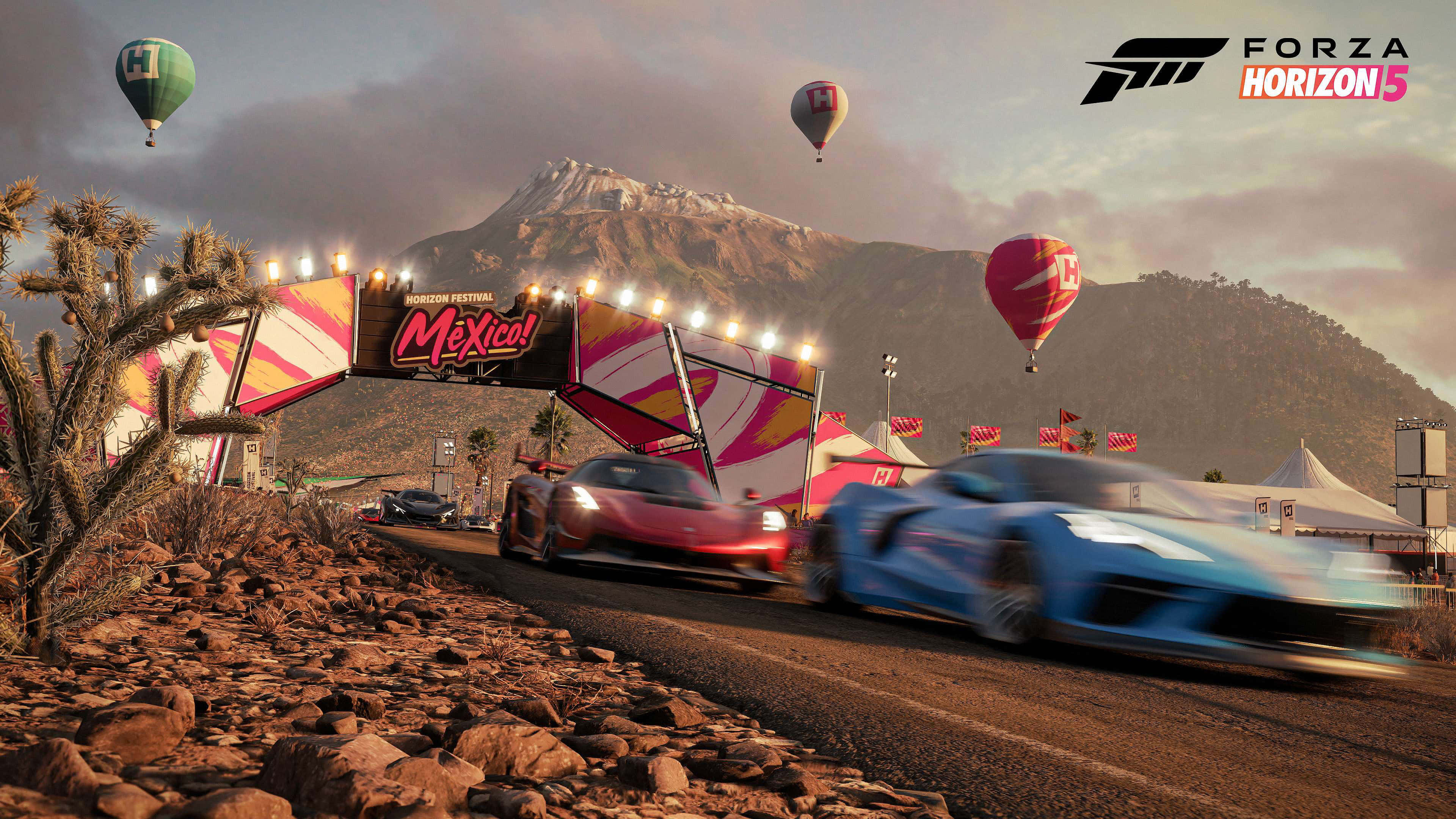 Forza Horizon 5, sports cars, festive arch, 4K Desktop Wallpaper