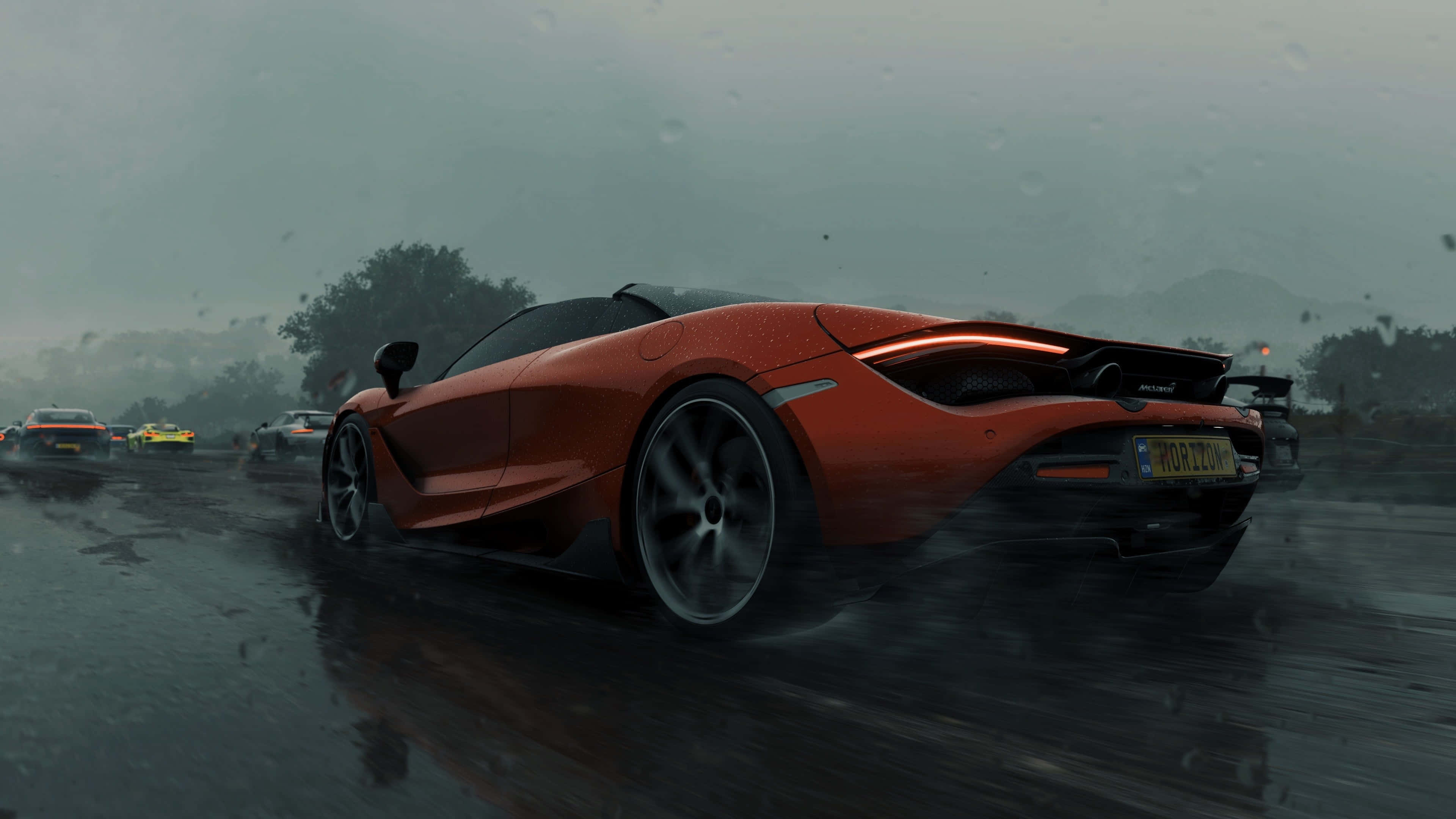 Forza Horizon 5, 4K, vibrant orange McLaren sports car, 4K Desktop Wallpaper